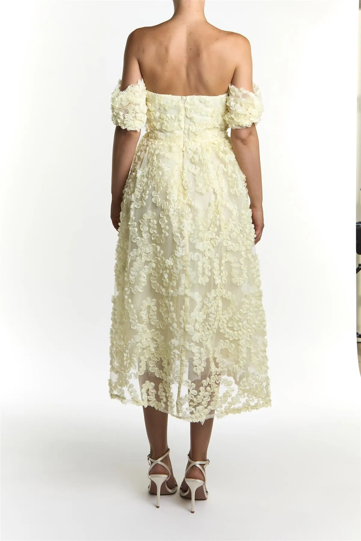 Pale-Yellow Amelia Bardot Bust Cup Midi Dress sold by True Decadence product image thumbnail 2