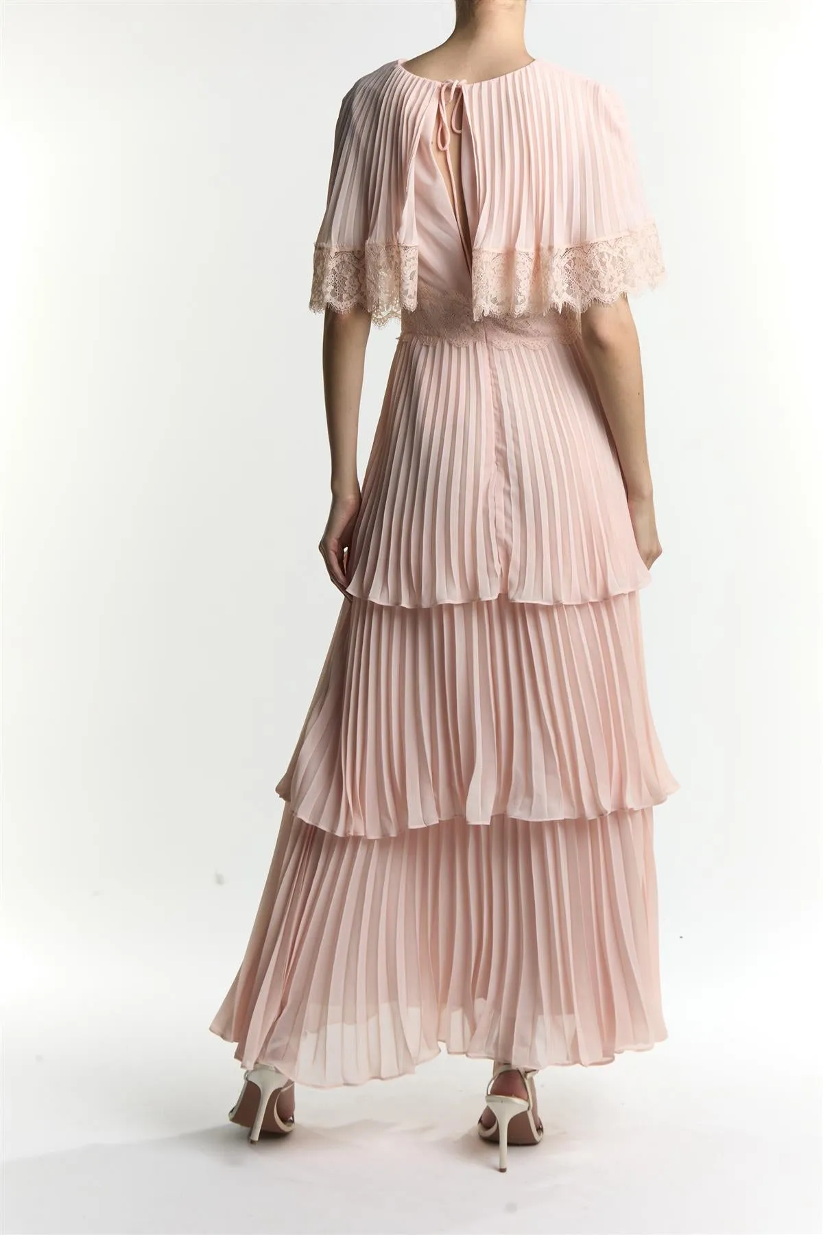 Soft Pink Julie Cape Sleeve Pleated Maxi-Dress sold by True Decadence product image thumbnail 2