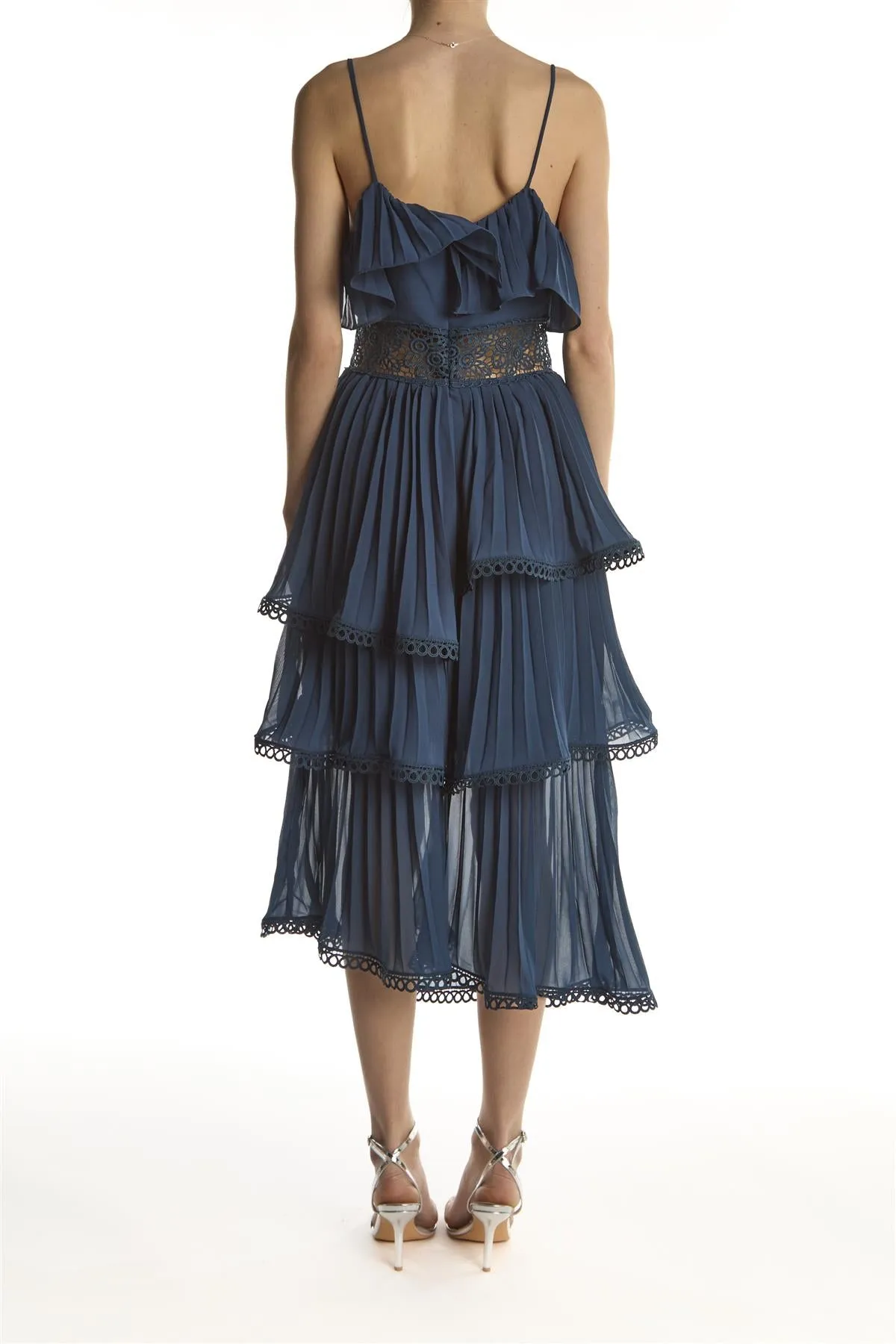 Marie Petrol Blue Waterfall Midi-Dress sold by True Decadence product image thumbnail 2