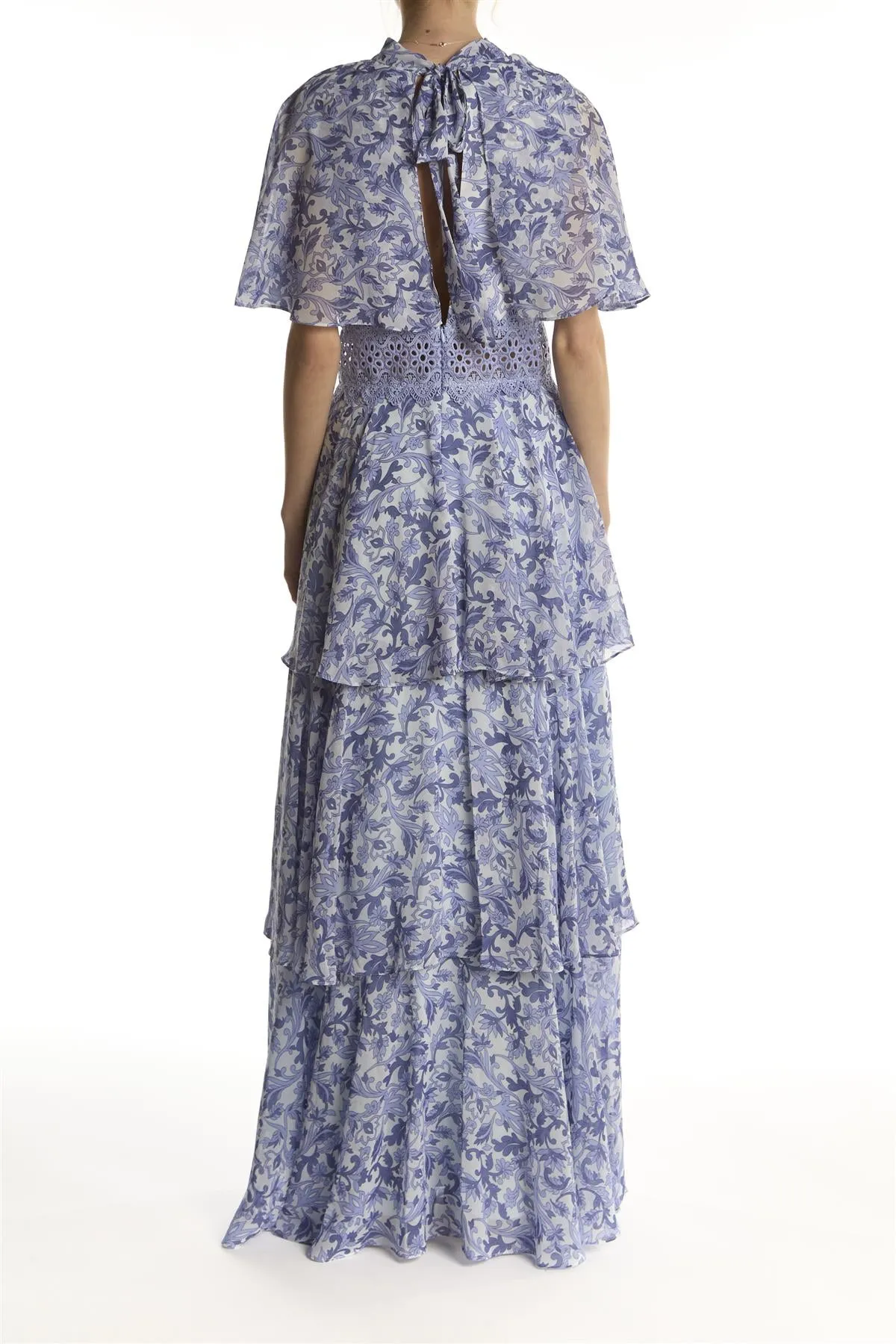 Blue Folk Floral Ruffle Trim Maxi-Dress sold by True Decadence product image thumbnail 2