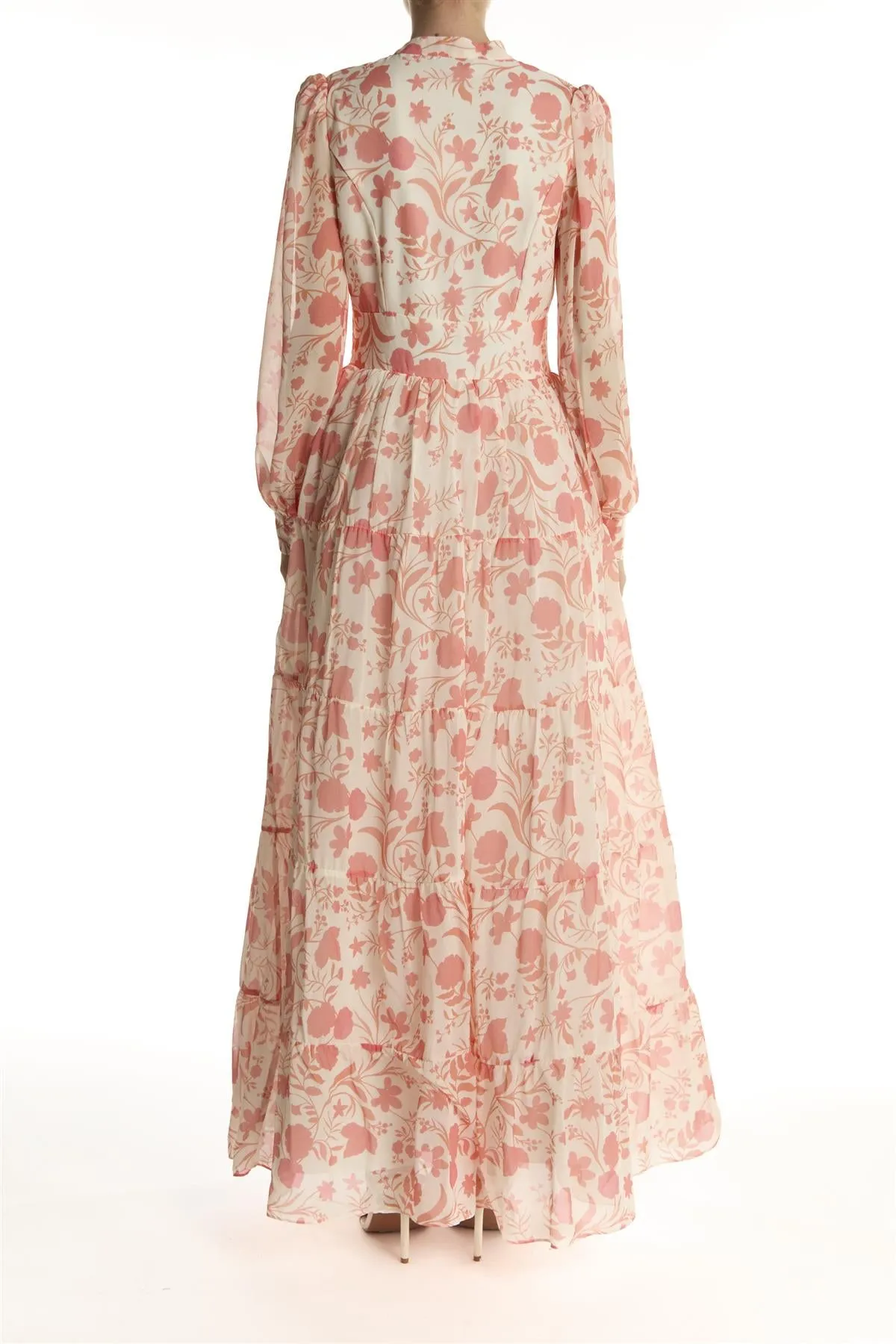 Ivory Rust Floral Tiered Shirt Maxi-Dress sold by True Decadence product image thumbnail 2
