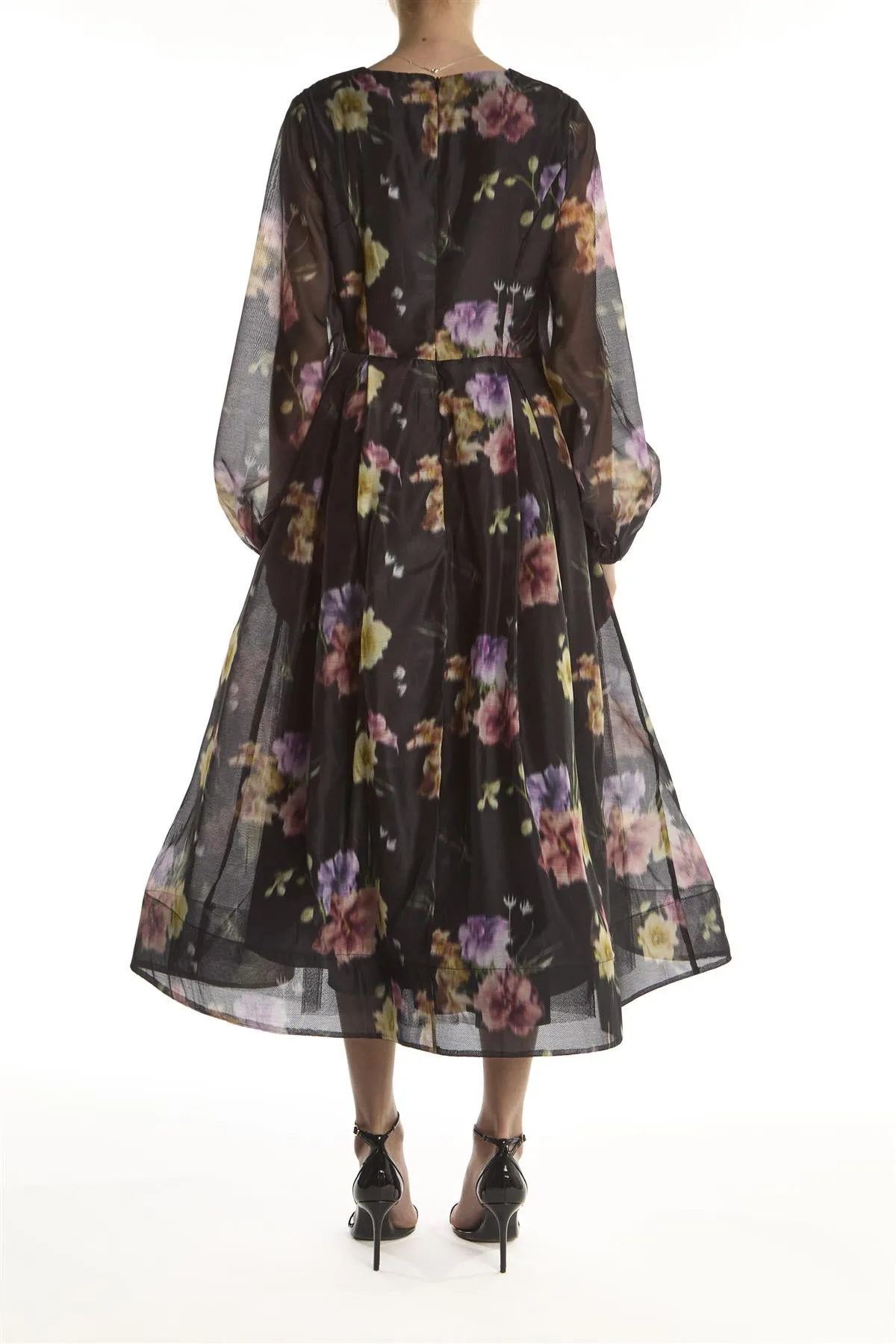 Black Blur Flower Long-Sleeve V-Neck Midaxi-Dress sold by True Decadence product image thumbnail 2