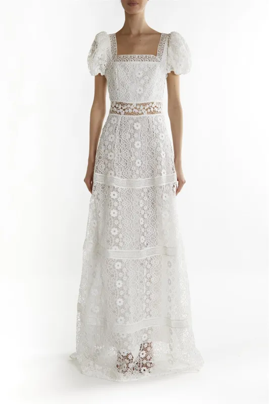 White Lace Square Neck Maxi-Dresses sold by True Decadence