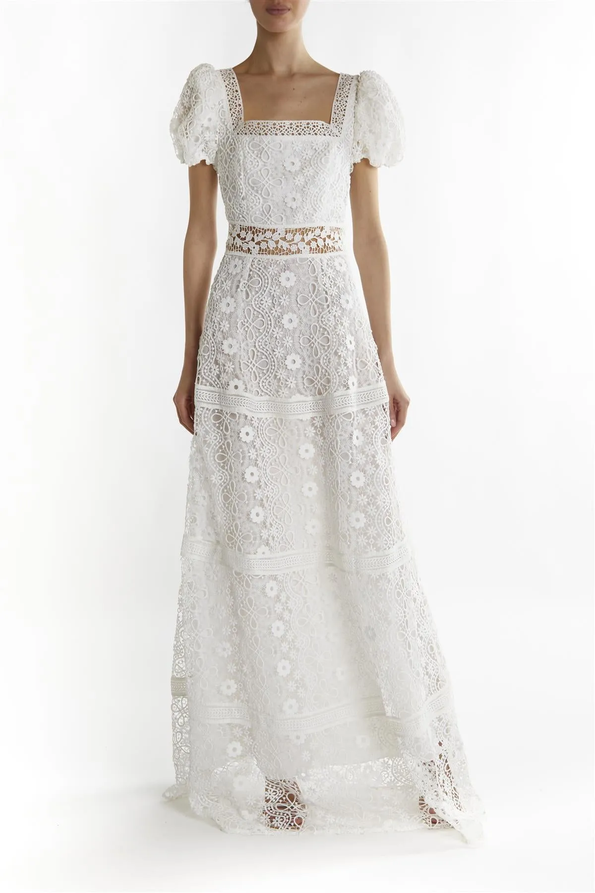 White Lace Square Neck Maxi-Dresses sold by True Decadence product image thumbnail 3