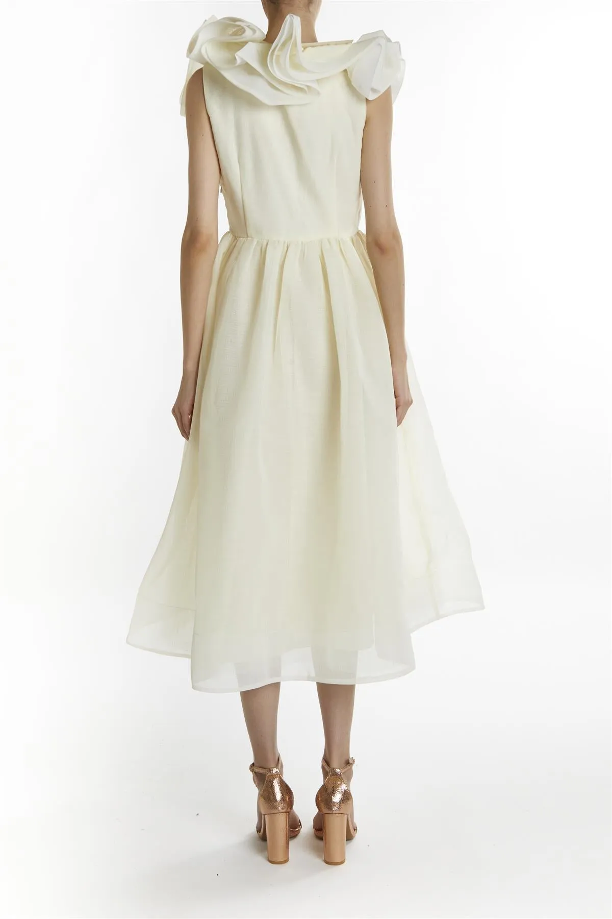 Soft-Yellow Peyton Ruffle Midi Dress sold by True Decadence product image thumbnail 2
