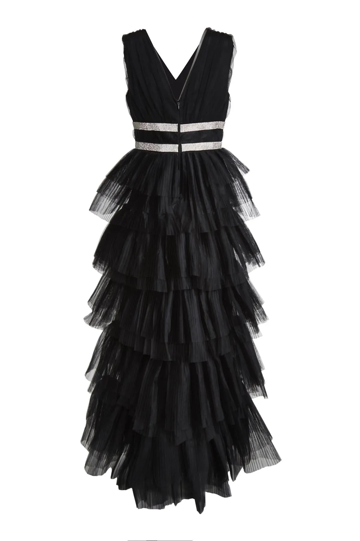 Elizabeth Black Diamante Belted Tulle Maxi Dress sold by True Decadence product image thumbnail 4