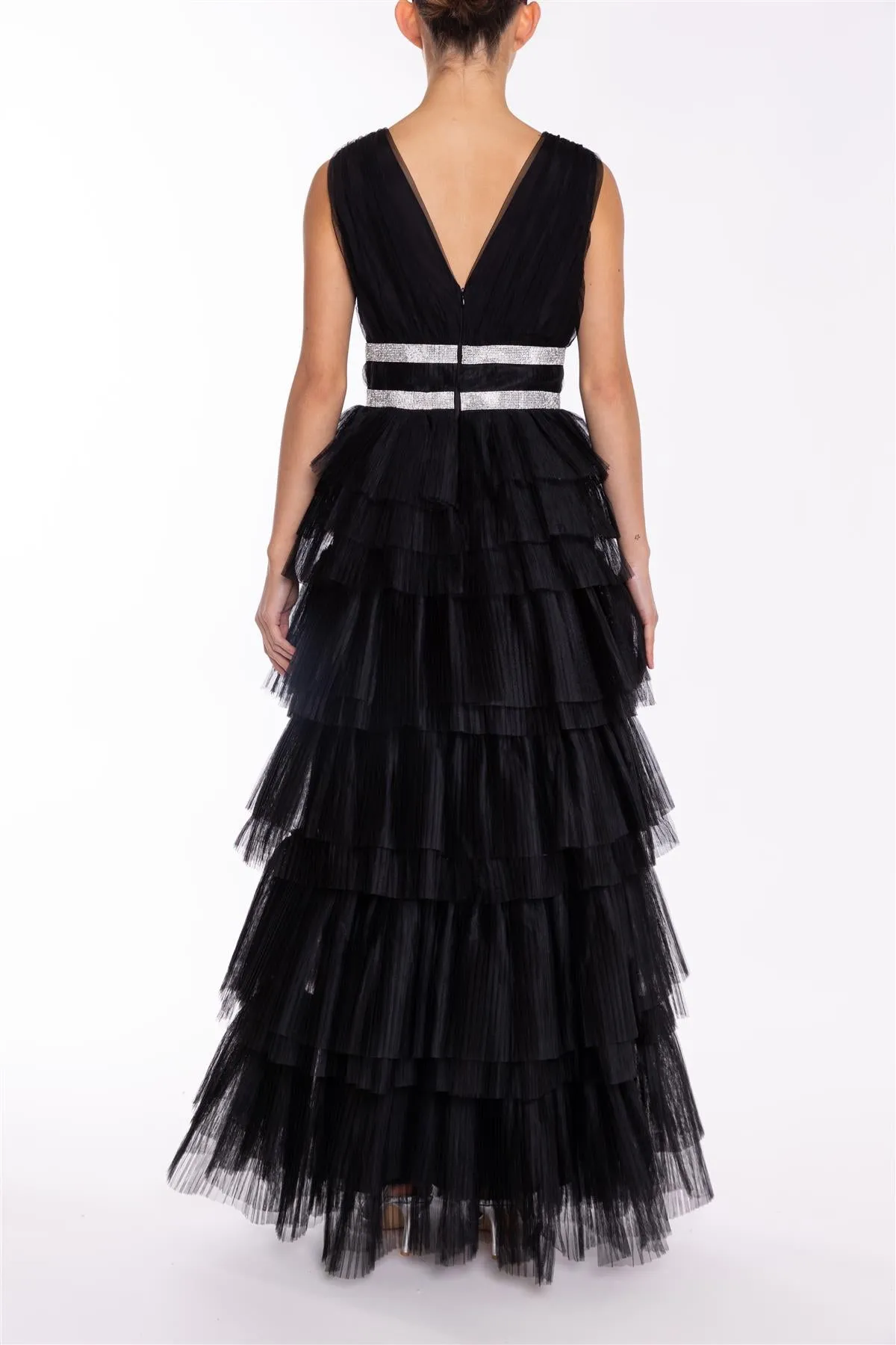 Elizabeth Black Diamante Belted Tulle Maxi Dress sold by True Decadence product image thumbnail 2