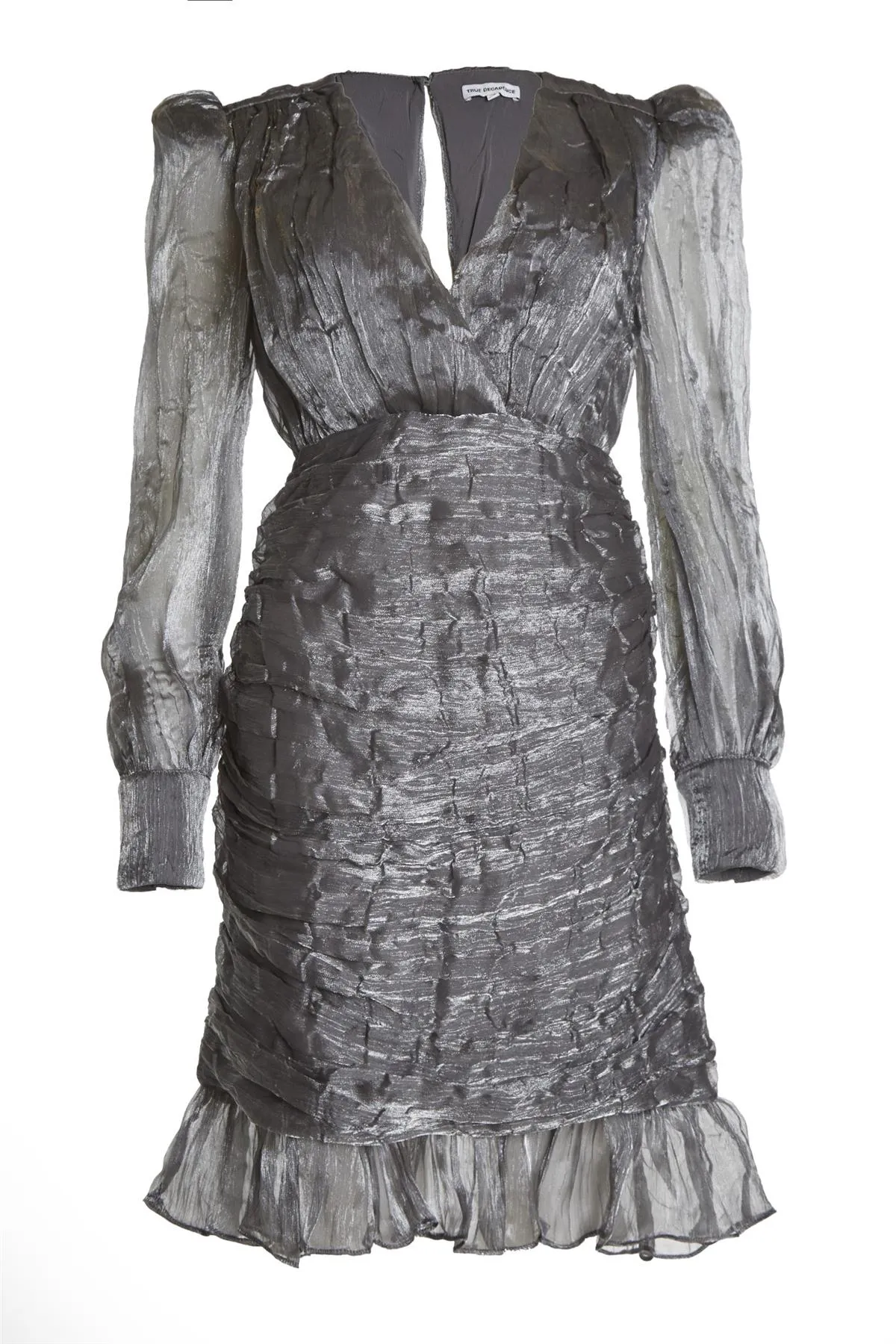 Andi Petrol Crinkle Organza Ruched Knee Length Dress sold by True Decadence product image thumbnail 3