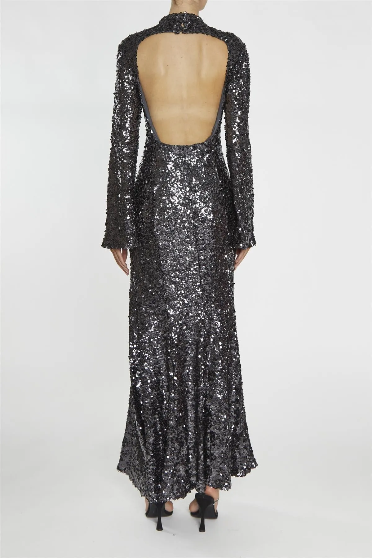 Vanessa Dark Pewter Sequin Open Back Maxi Dress sold by True Decadence product image thumbnail 2