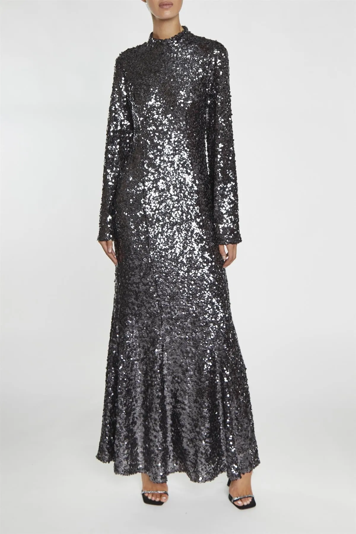 Vanessa Dark Pewter Sequin Open Back Maxi Dress sold by True Decadence product image thumbnail 3