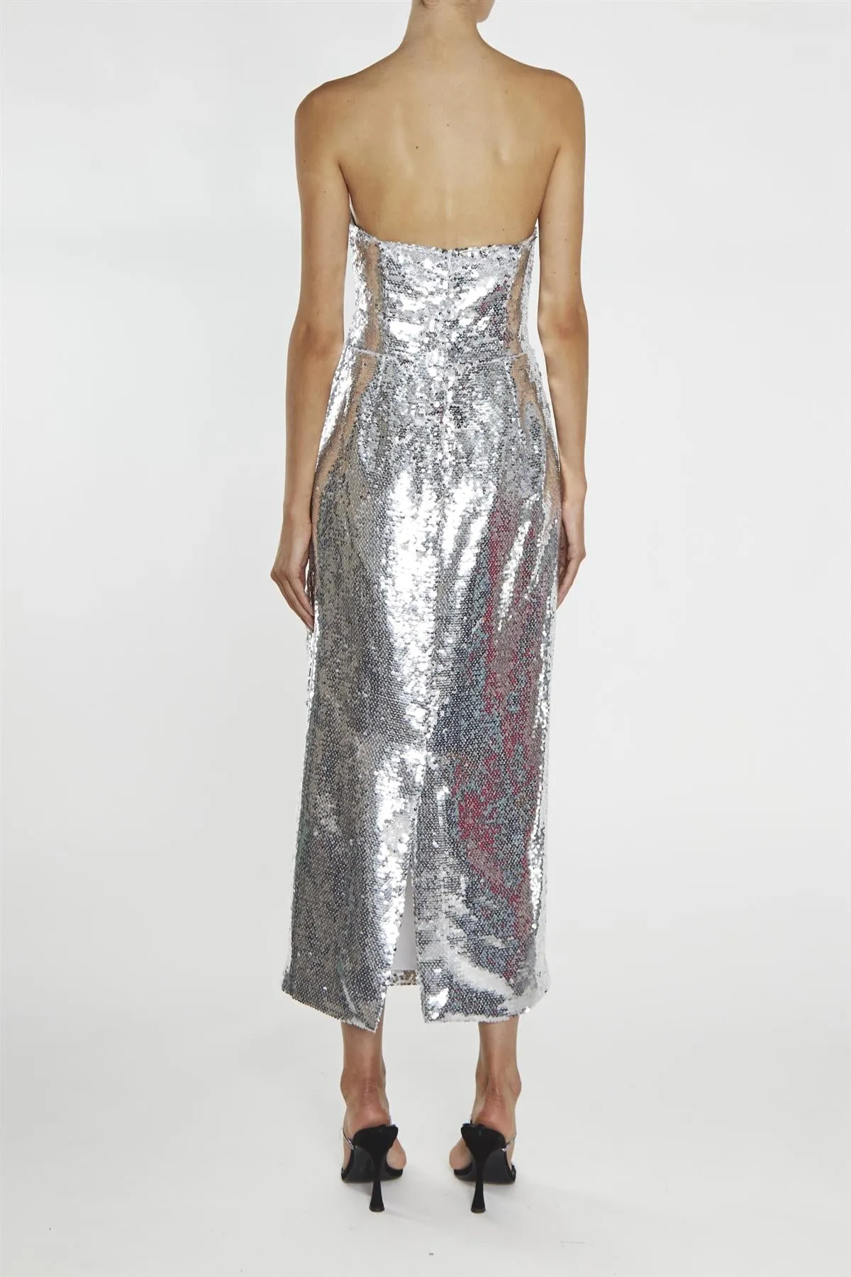 Paris Silver Sequin Bandeau Tailored Midaxi Dress sold by True Decadence product image thumbnail 2