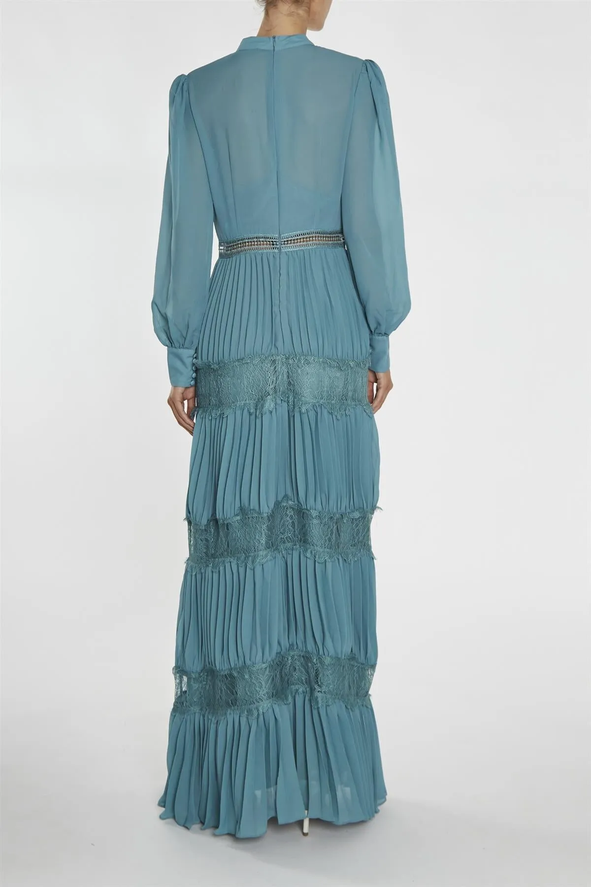 Holly Mineral Blue High-Neck Pleated Maxi Dress sold by True Decadence product image thumbnail 2