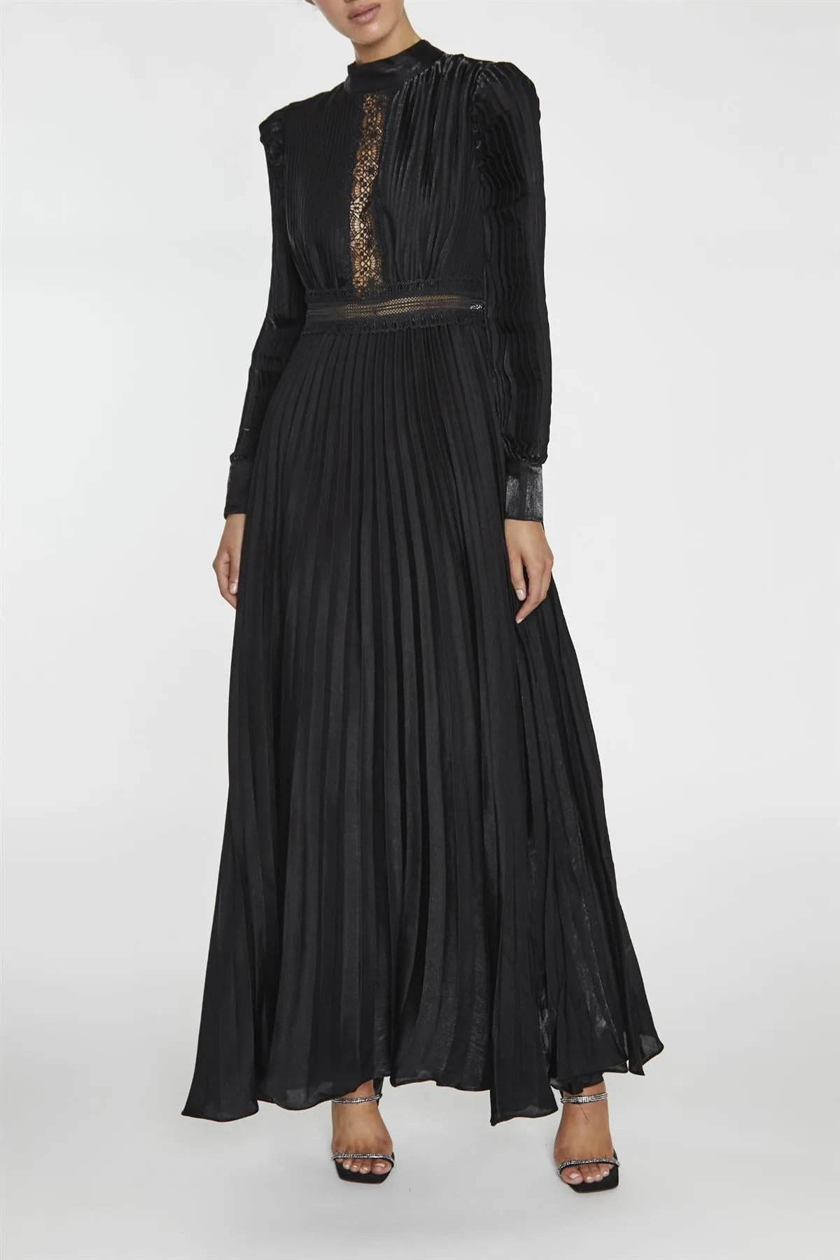 Athena Black Pleated Long Sleeve Maxi-Dress sold by True Decadence product image thumbnail 3