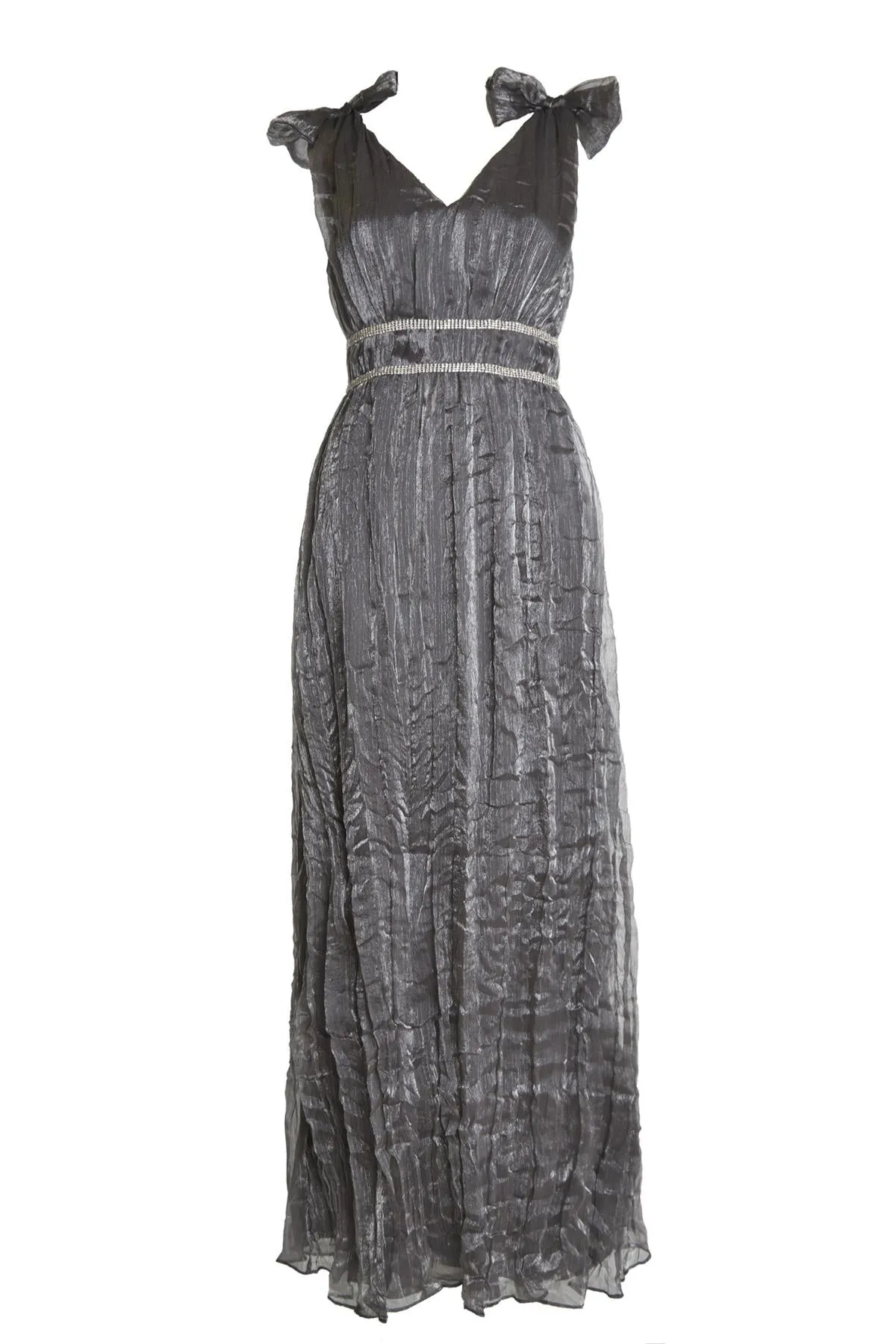 Leia Petrol Crinkle Organza Bow Shoulder Maxi Dress sold by True Decadence product image thumbnail 3