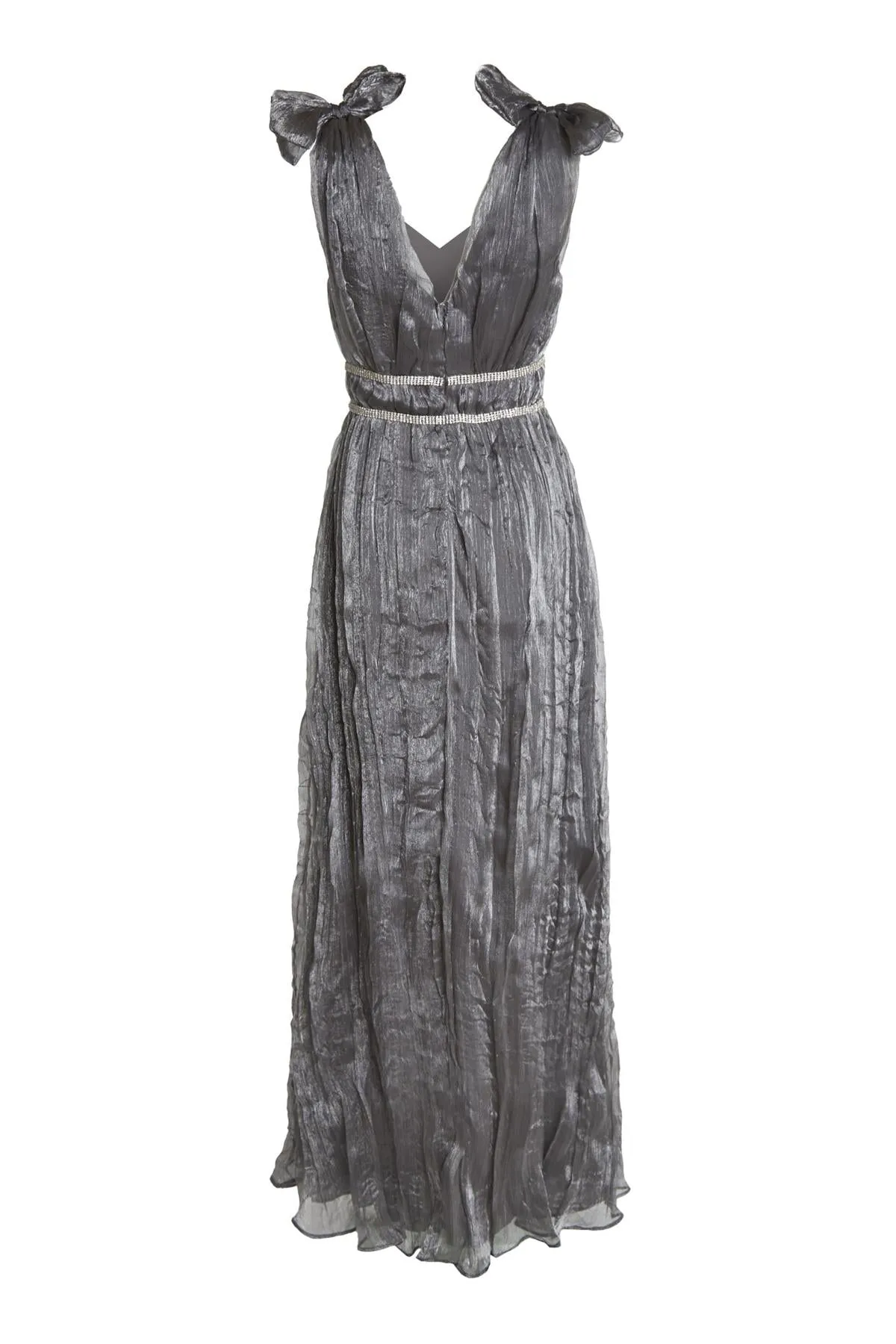 Leia Petrol Crinkle Organza Bow Shoulder Maxi Dress sold by True Decadence product image thumbnail 4