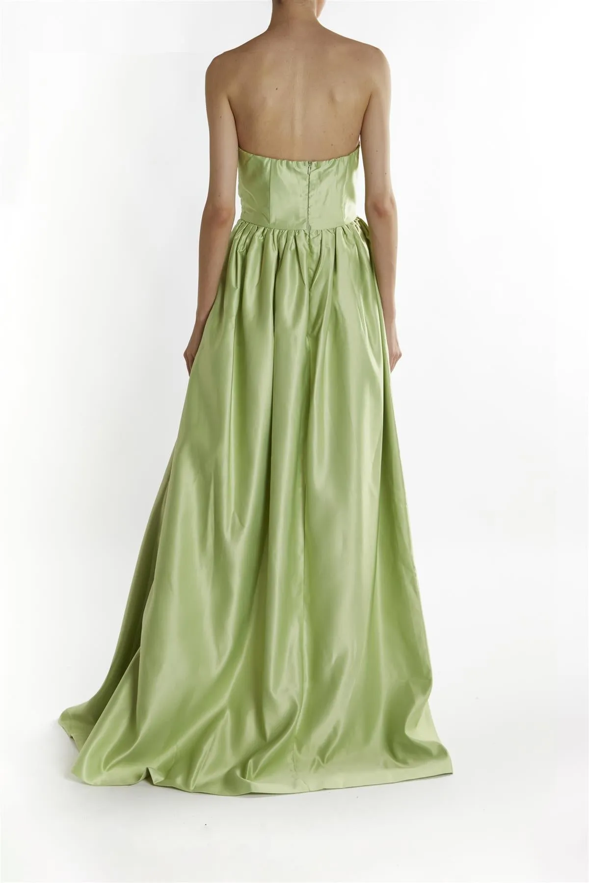 Emma Soft Green Bandeau Neck Hi-Low Hem Maxi Dress sold by True Decadence product image thumbnail 2