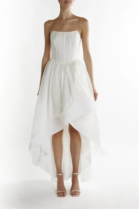 White Oaklynn Bandeau Hi-Lo Dress made by True Decadence