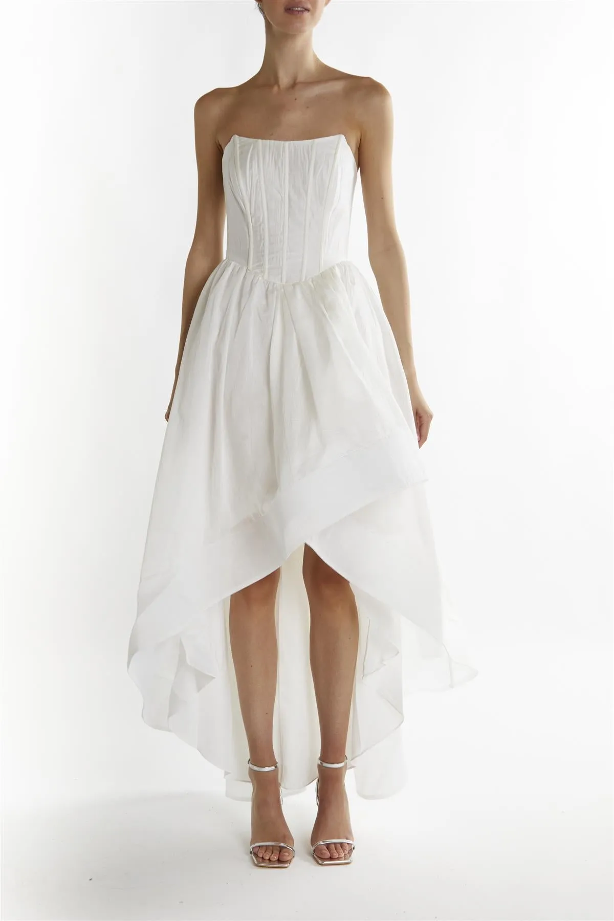 White Oaklynn Bandeau Hi-Lo Dress sold by True Decadence
