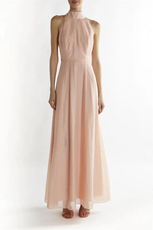 Dusty-Peach Cynthia Halter-Neck Maxi-Dress sold by True Decadence