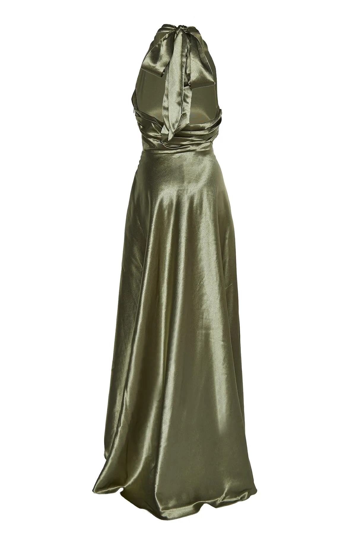 Cleo Sage-Green Halterneck Bias-Cut Maxi-Dress sold by True Decadence product image thumbnail 4