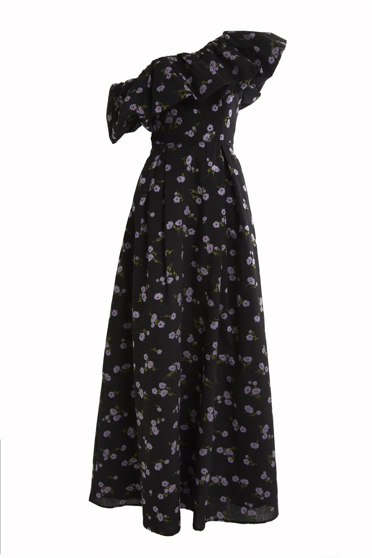 Blake Black-Lilac Brocade Puff One Shoulder Maxi-Dress sold by True Decadence product image thumbnail 4