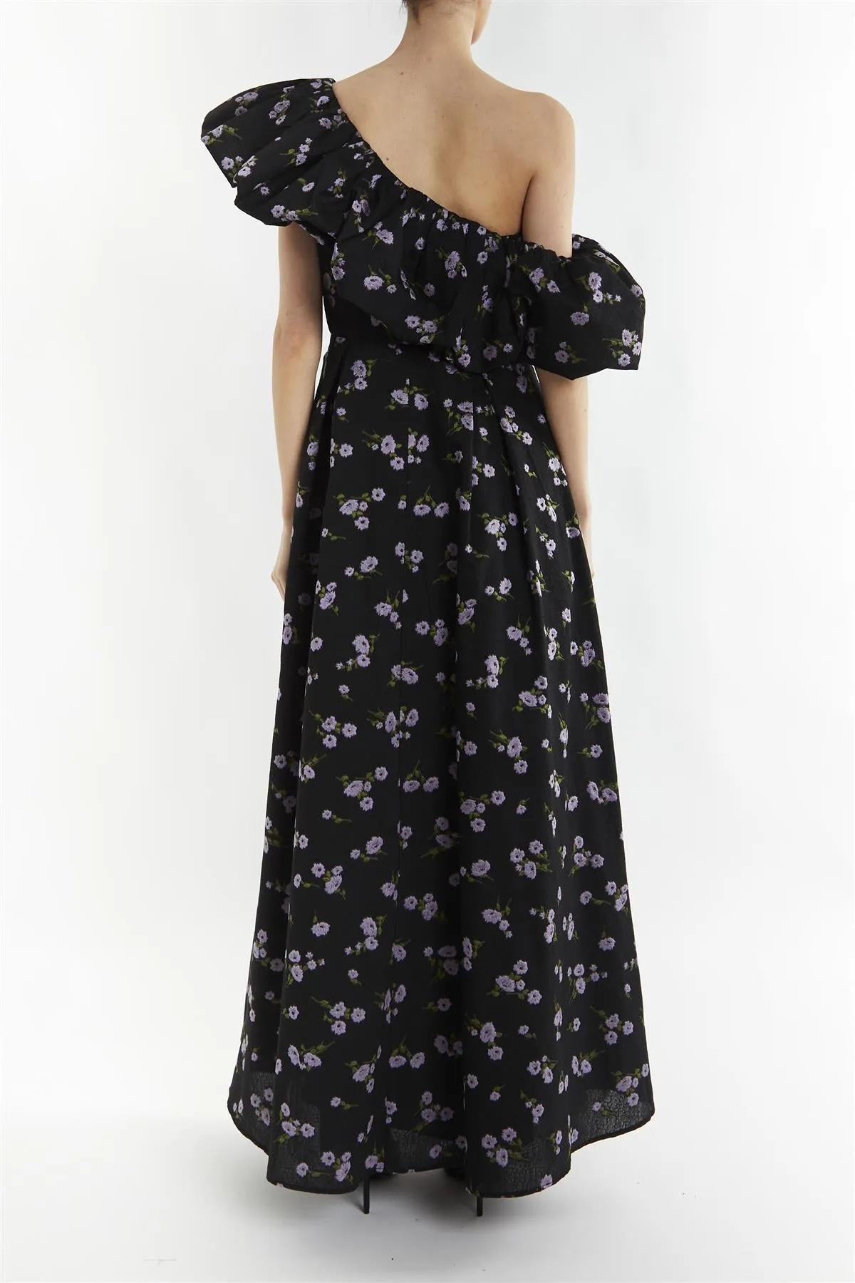 Blake Black-Lilac Brocade Puff One Shoulder Maxi-Dress sold by True Decadence product image thumbnail 2