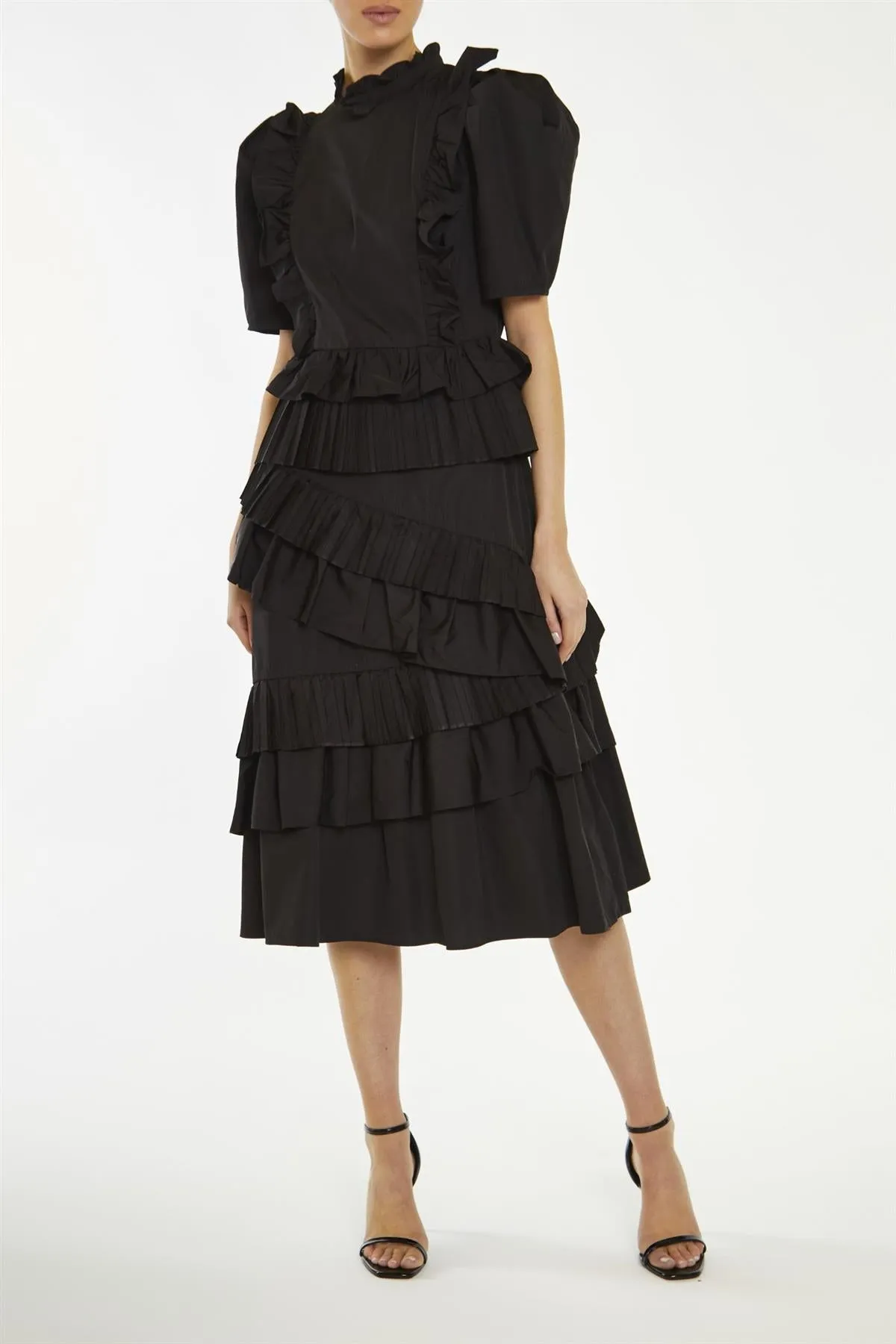 Delilah Black Puff-Sleeve Midi-Dress sold by True Decadence product image thumbnail 3