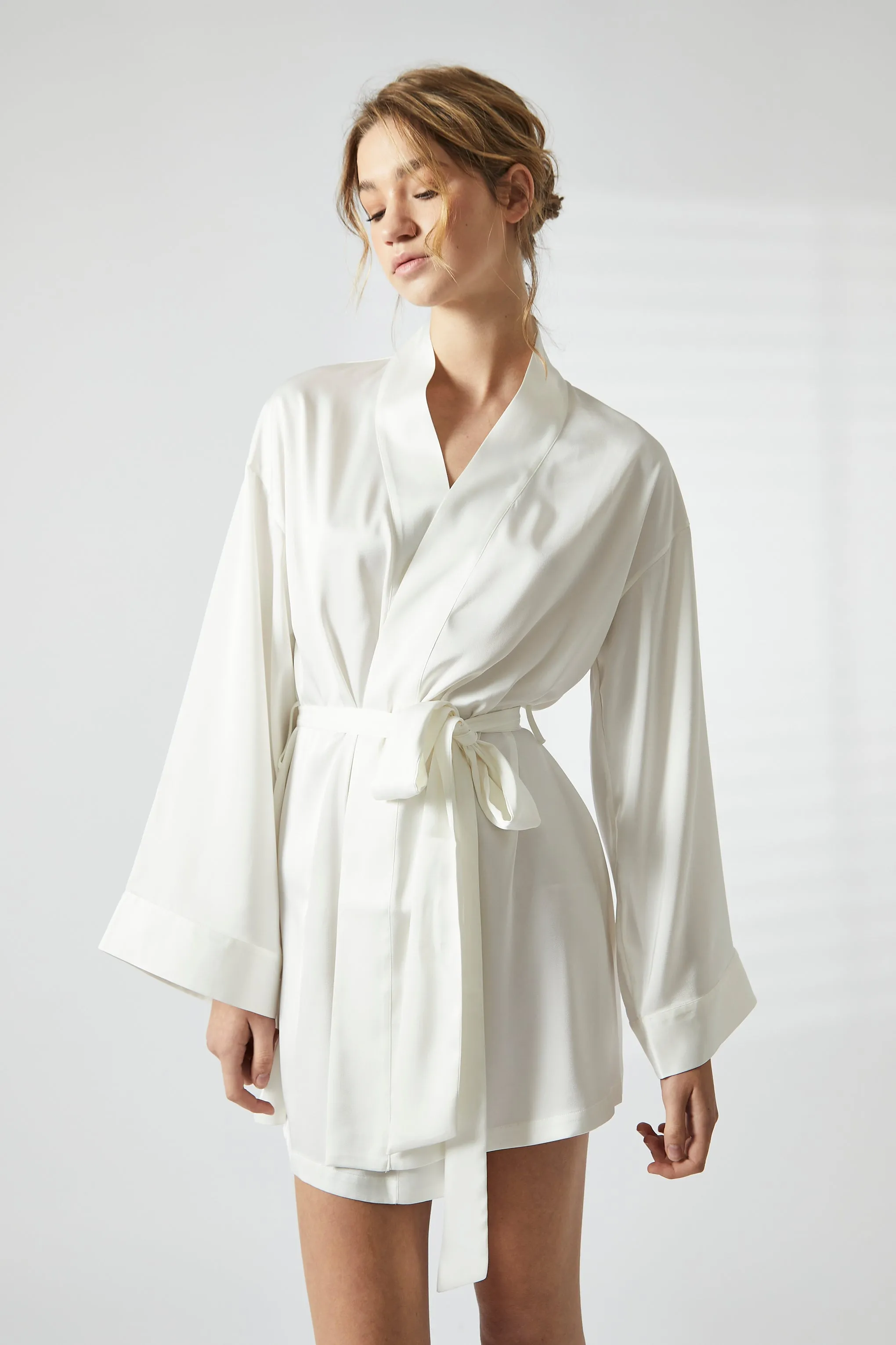 White Satin Kimono Dressing Gown sold by True Decadence