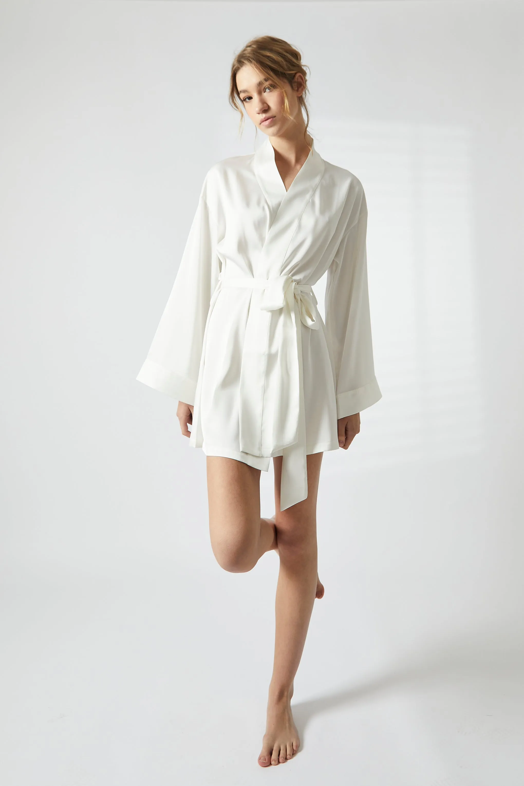 White Satin Kimono Dressing Gown sold by True Decadence product image thumbnail 5