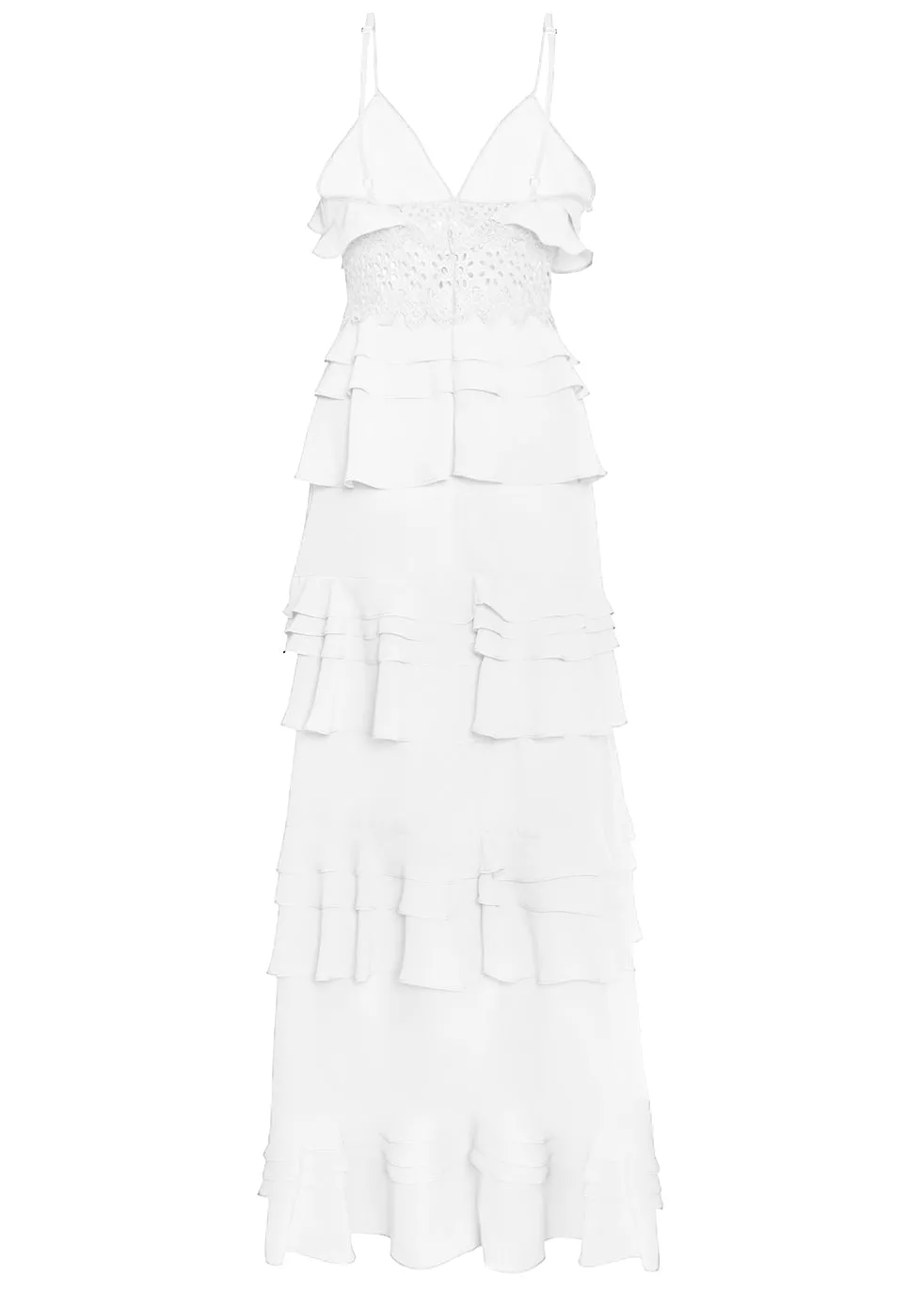 Sophia White Linen Tiered Ruffle Maxi Dress sold by True Decadence product image thumbnail 4