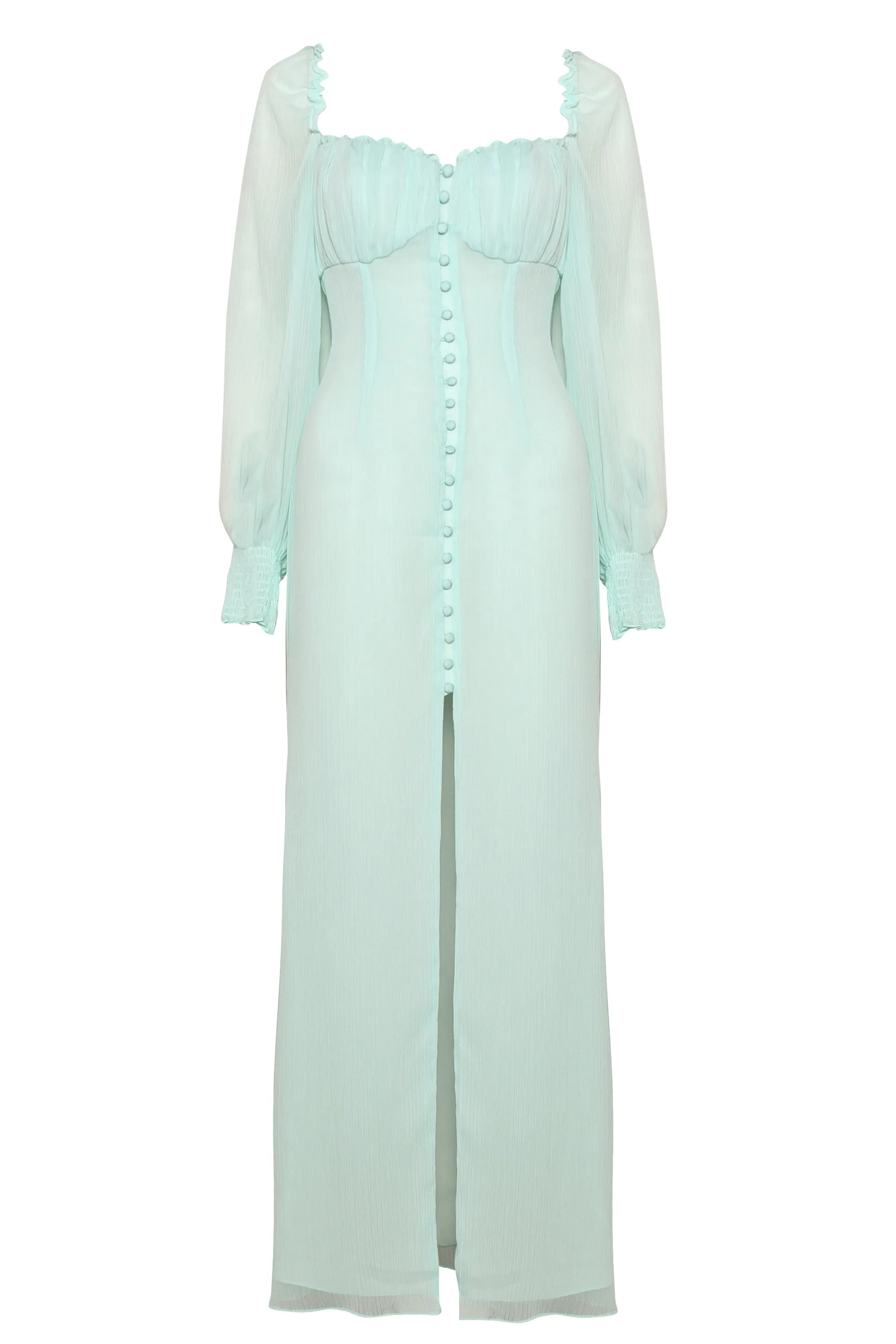 Pale Aqua Button Front Split Front Maxi Dress sold by True Decadence product image thumbnail 3