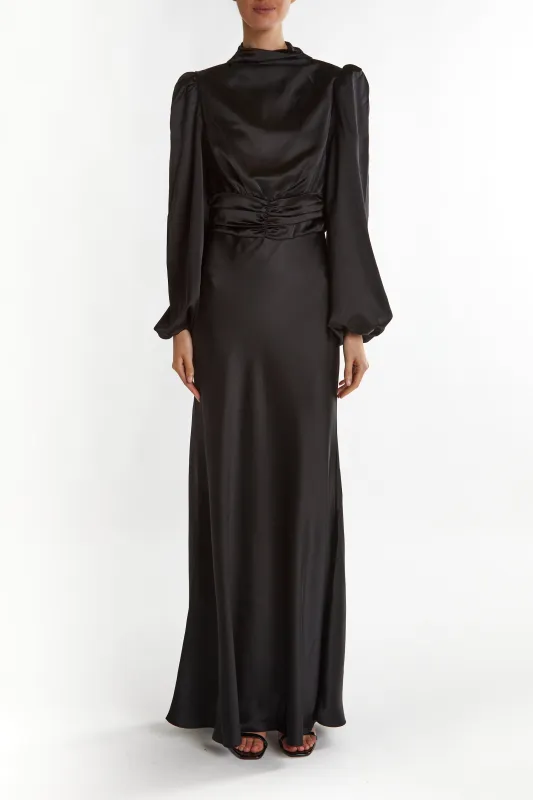 Sutton Black High Cowl-Neck Maxi Dress sold by True Decadence