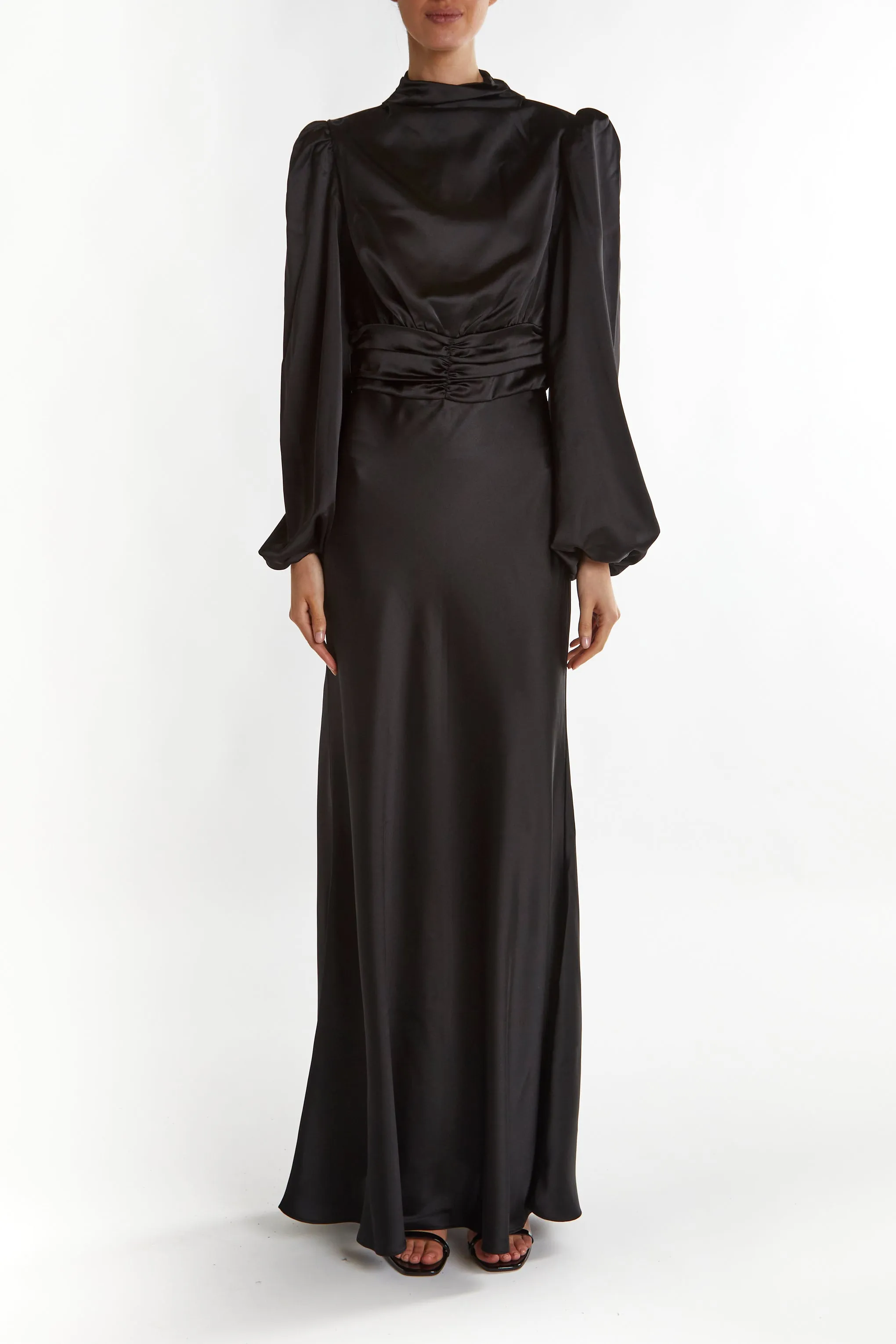 Sutton Black High Cowl-Neck Maxi Dress sold by True Decadence