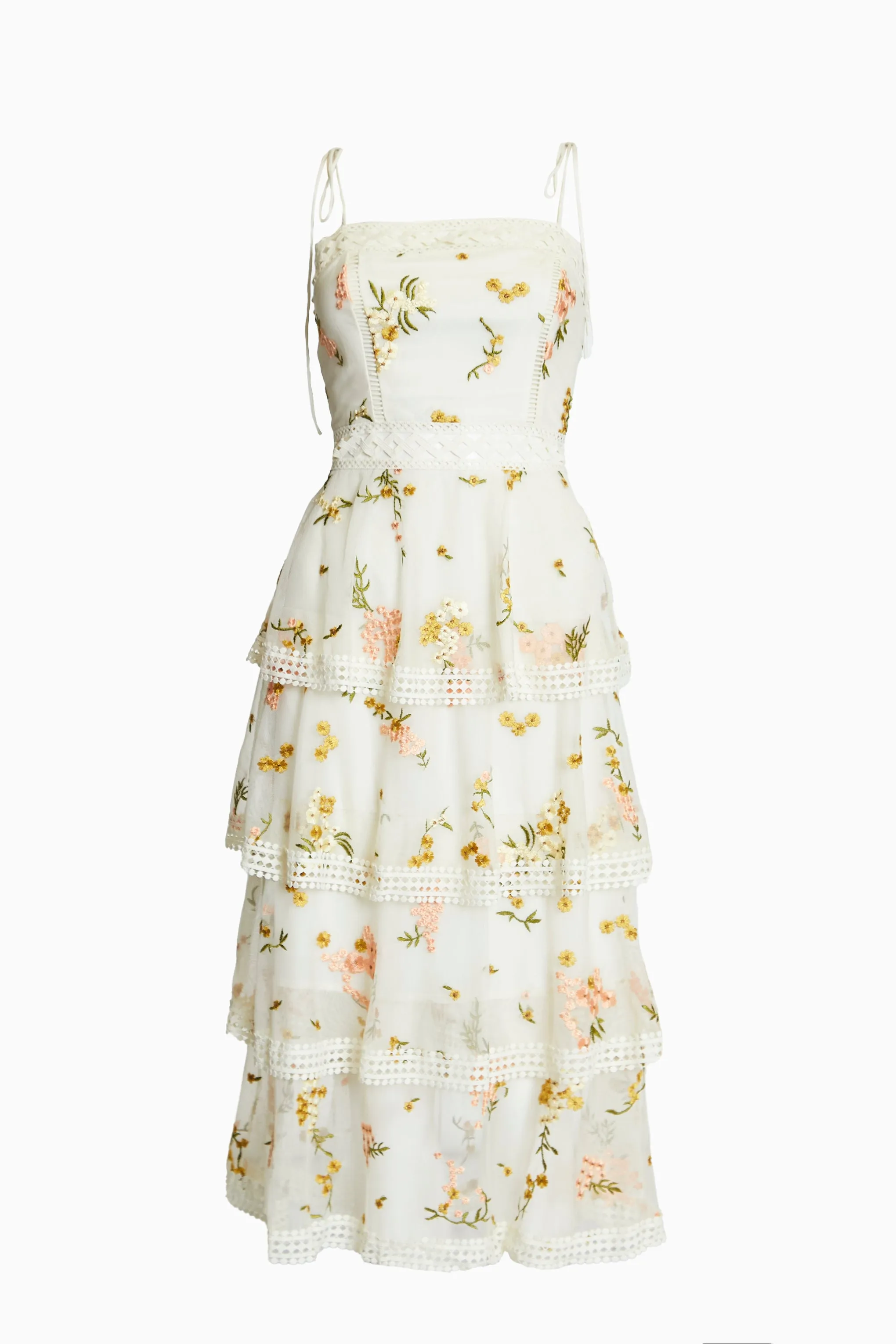 Nude-Pink Embroidery Strappy Tiered Midi-Dress sold by True Decadence product image thumbnail 3