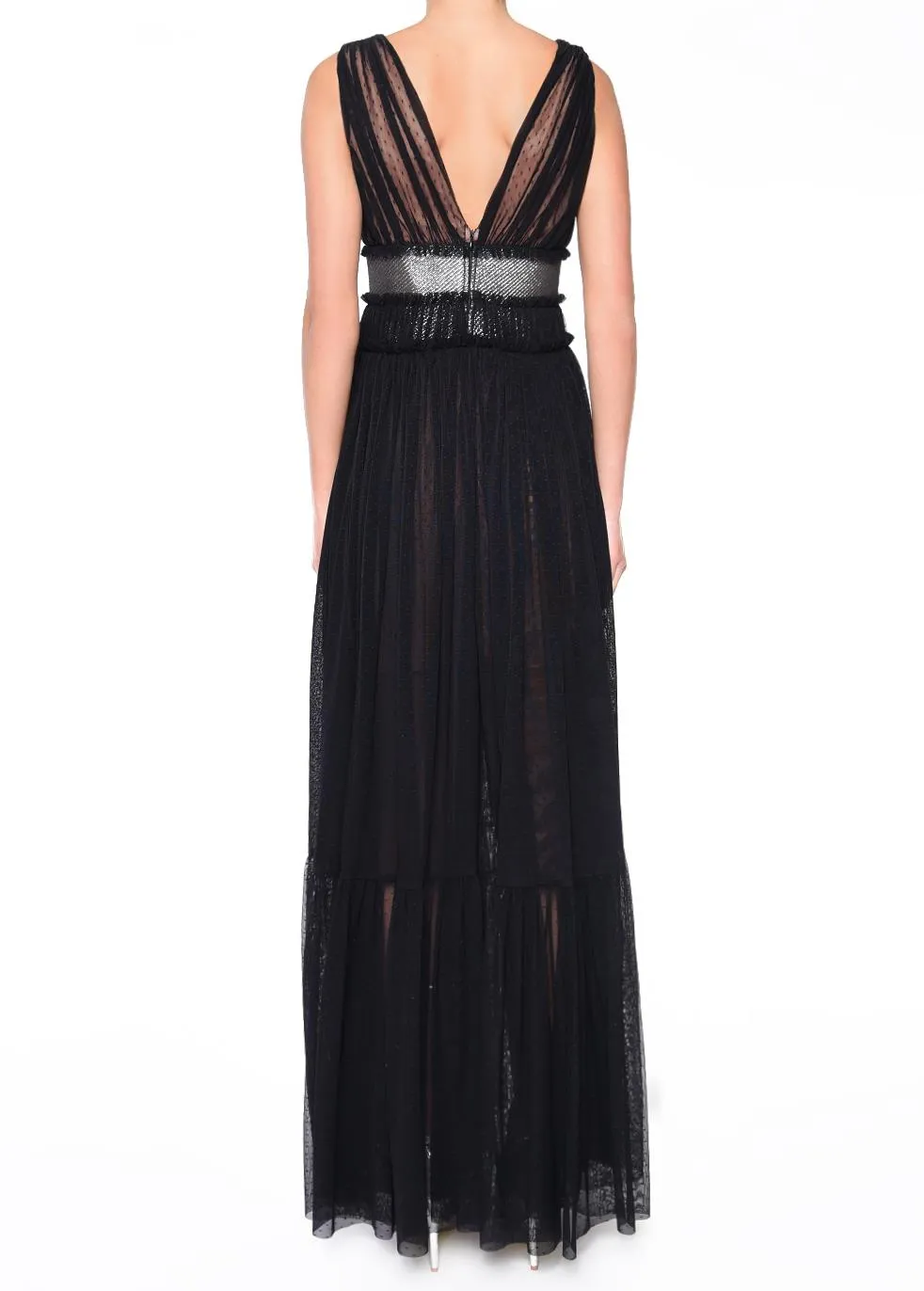 Eve Black Nude Plunge-Front Shimmer Belt Maxi Dress sold by True Decadence product image thumbnail 2