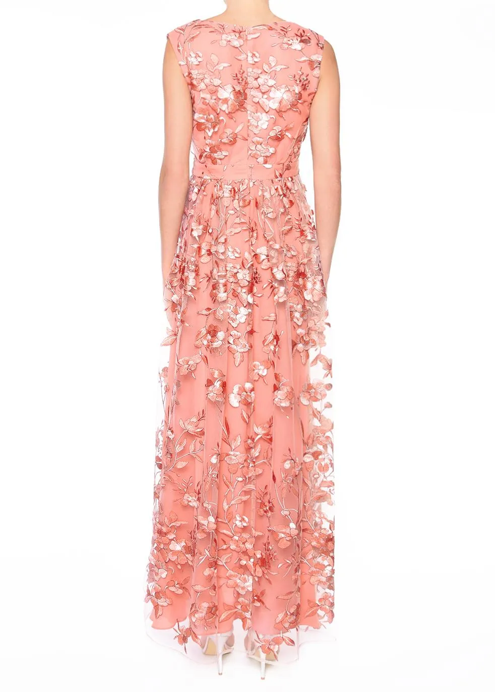 Lena Pinky Coral Embroidery Sleeveless V-Neck Maxi Dress sold by True Decadence product image thumbnail 2
