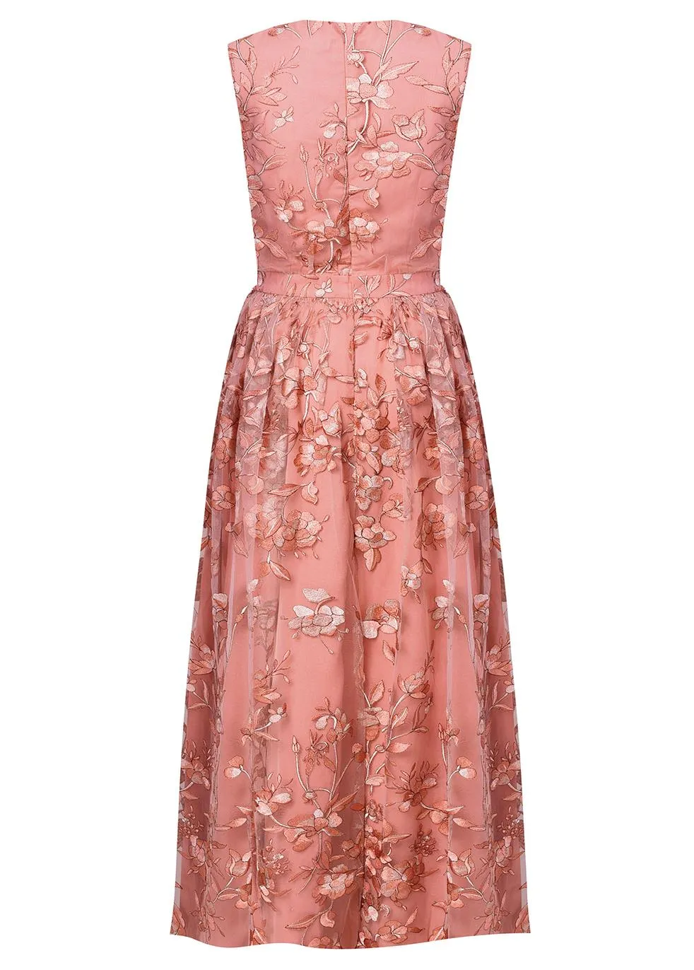 Lena Pinky Coral Embroidery Sleeveless V-Neck Maxi Dress sold by True Decadence product image thumbnail 3