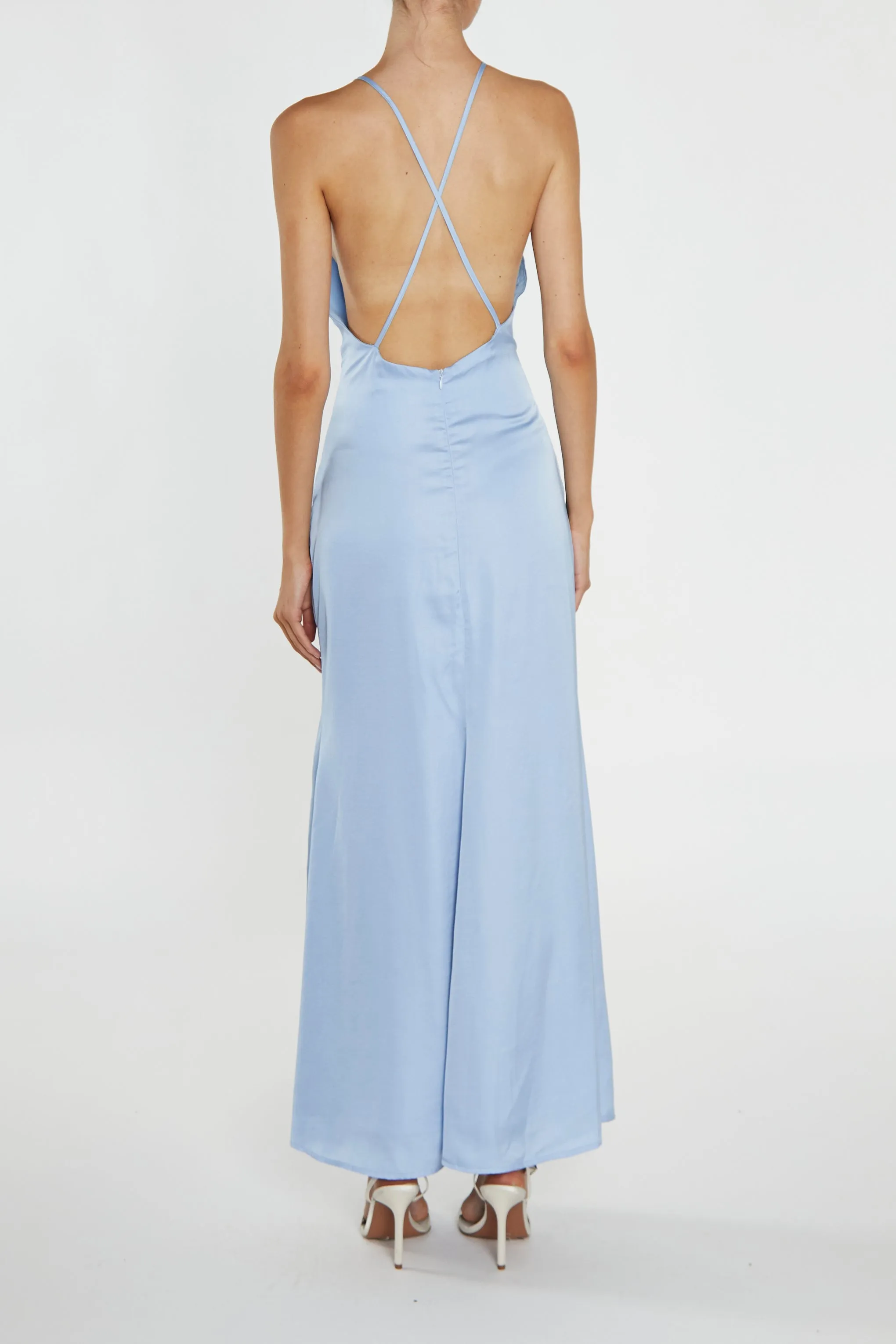 Gigi Cornflower Blue Side-Split Halterneck Maxi-Dress sold by True Decadence product image thumbnail 3
