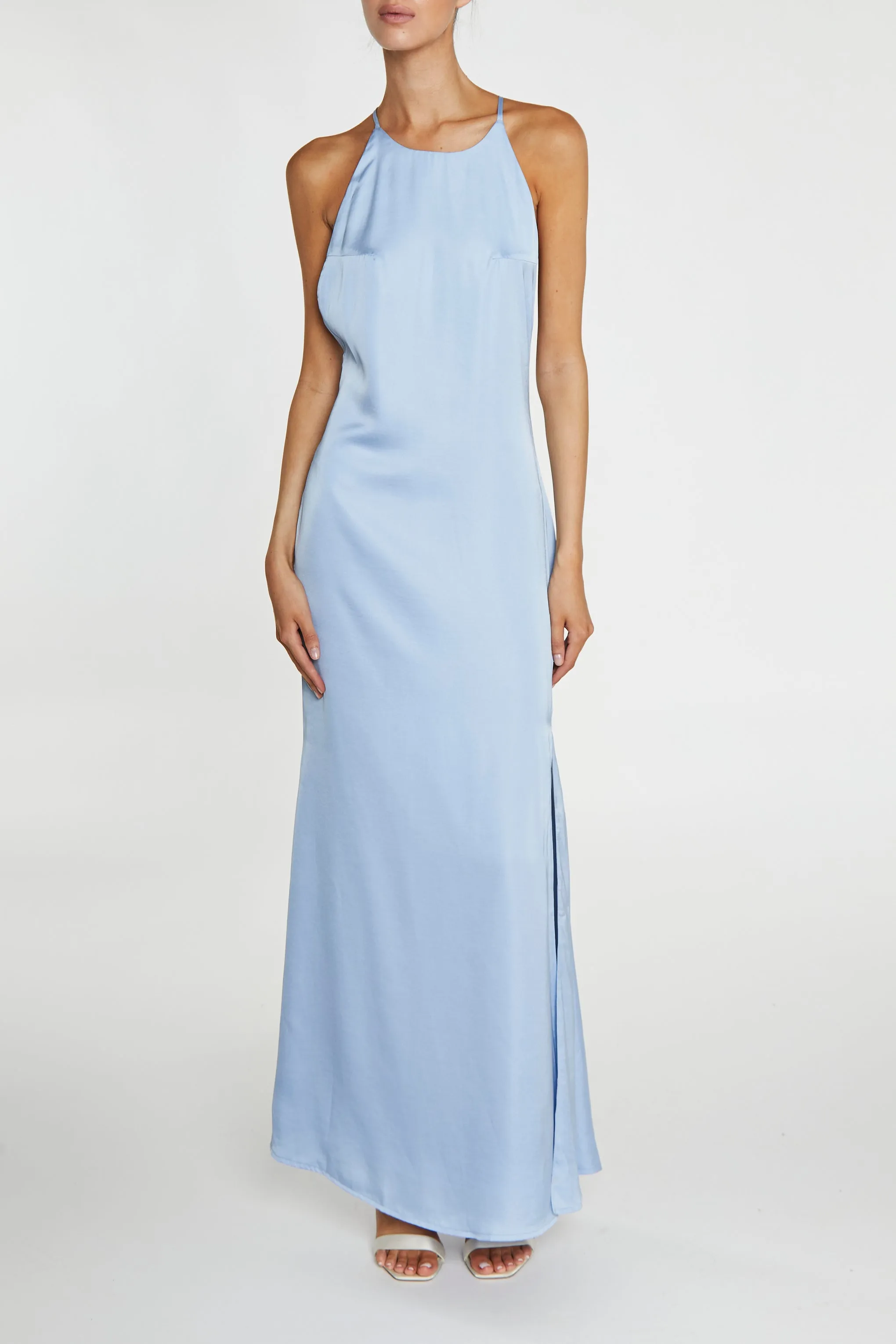 Gigi Cornflower Blue Side-Split Halterneck Maxi-Dress sold by True Decadence product image thumbnail 2