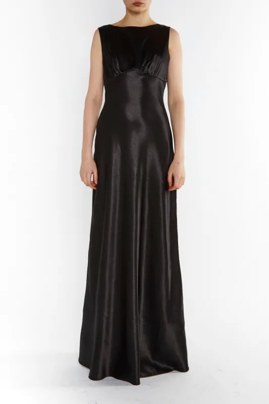 Natalie Black Cowl-Back Maxi Dress sold by True Decadence
