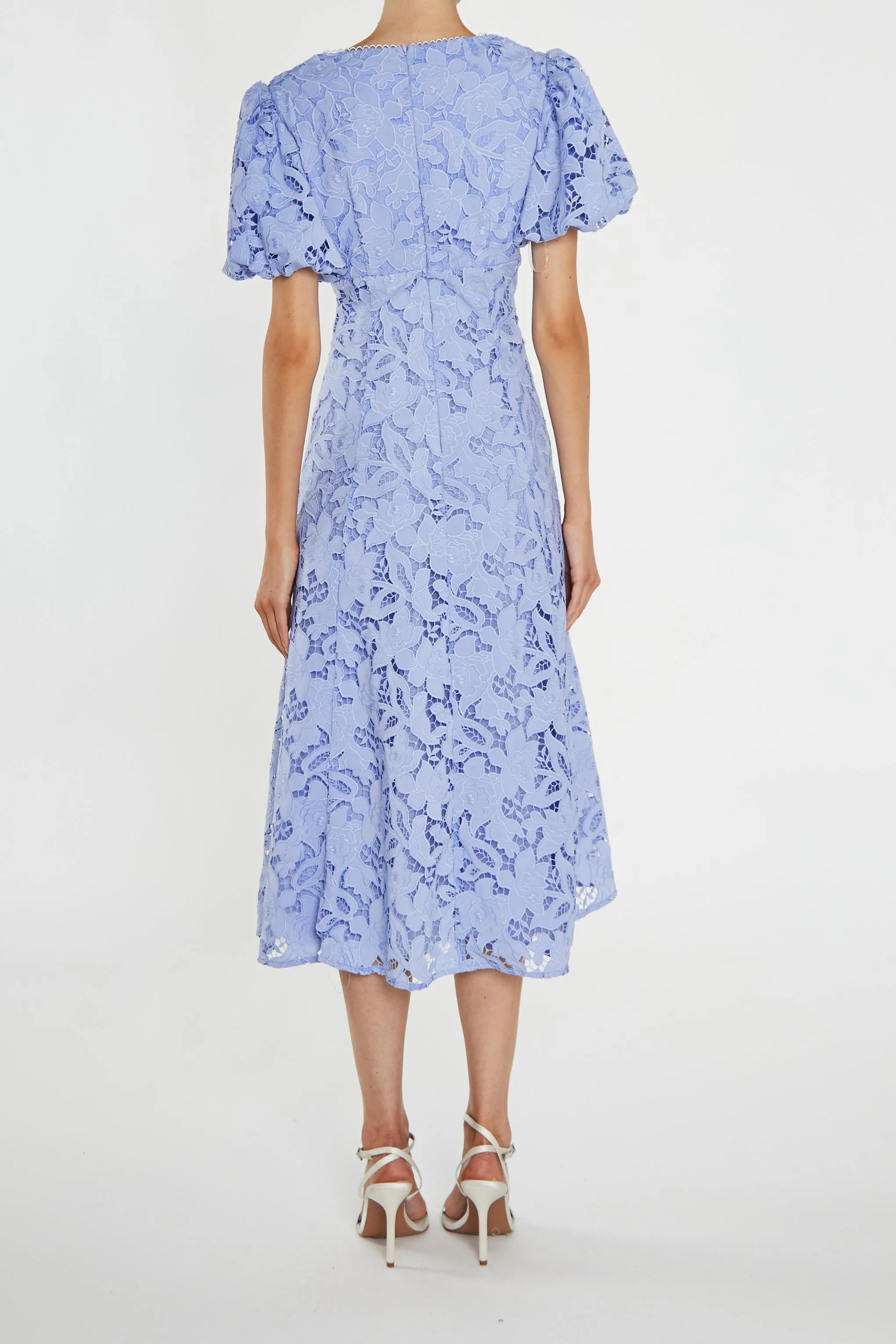 Harley Cornflower-Blue Cutwork Lace V-Neck Midi-Dress sold by True Decadence product image thumbnail 2