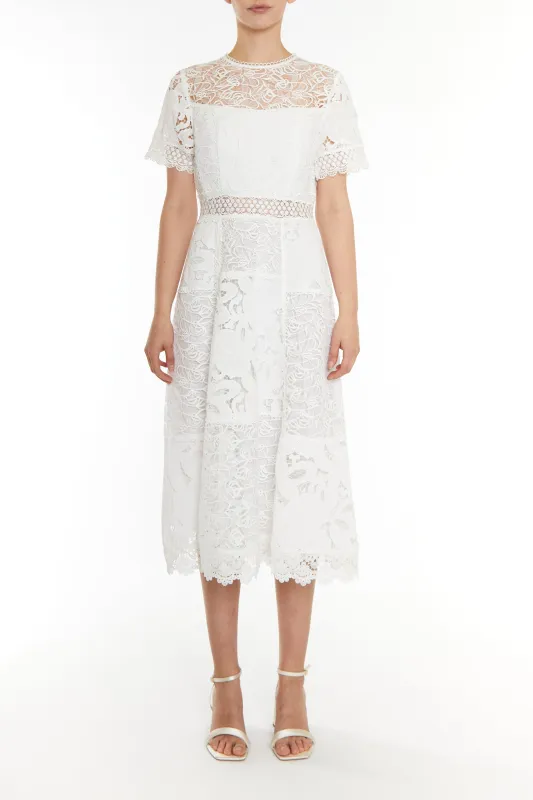 Charlie White Patchwork Lace A-line Midi Dress made by True Decadence