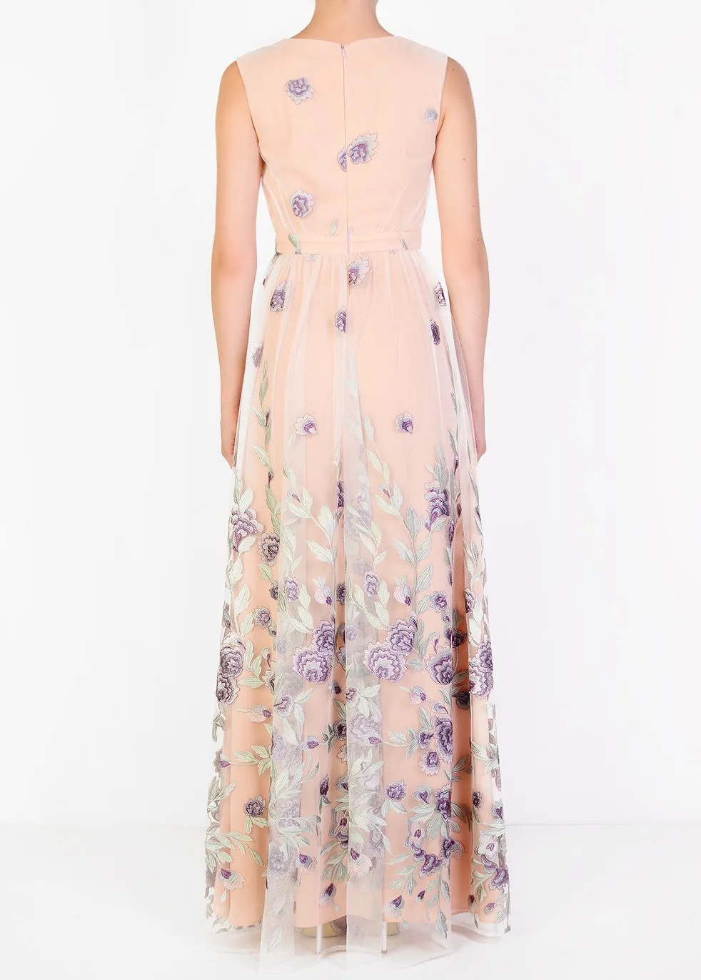 Lena Nude Lilac Embroidered Sleeveless V-Neck Maxi Dress sold by True Decadence product image thumbnail 2