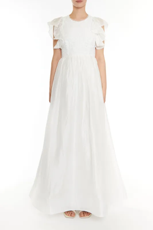 Birdie White Open Back Maxi Dress sold by True Decadence