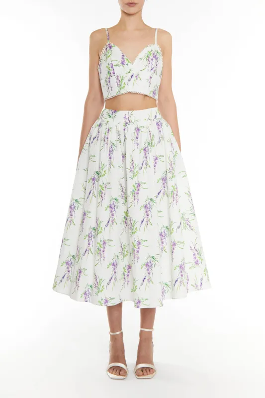Madisyn Co-ord Lilac Bouquet Floral Midi Skater Skirt made by True Decadence
