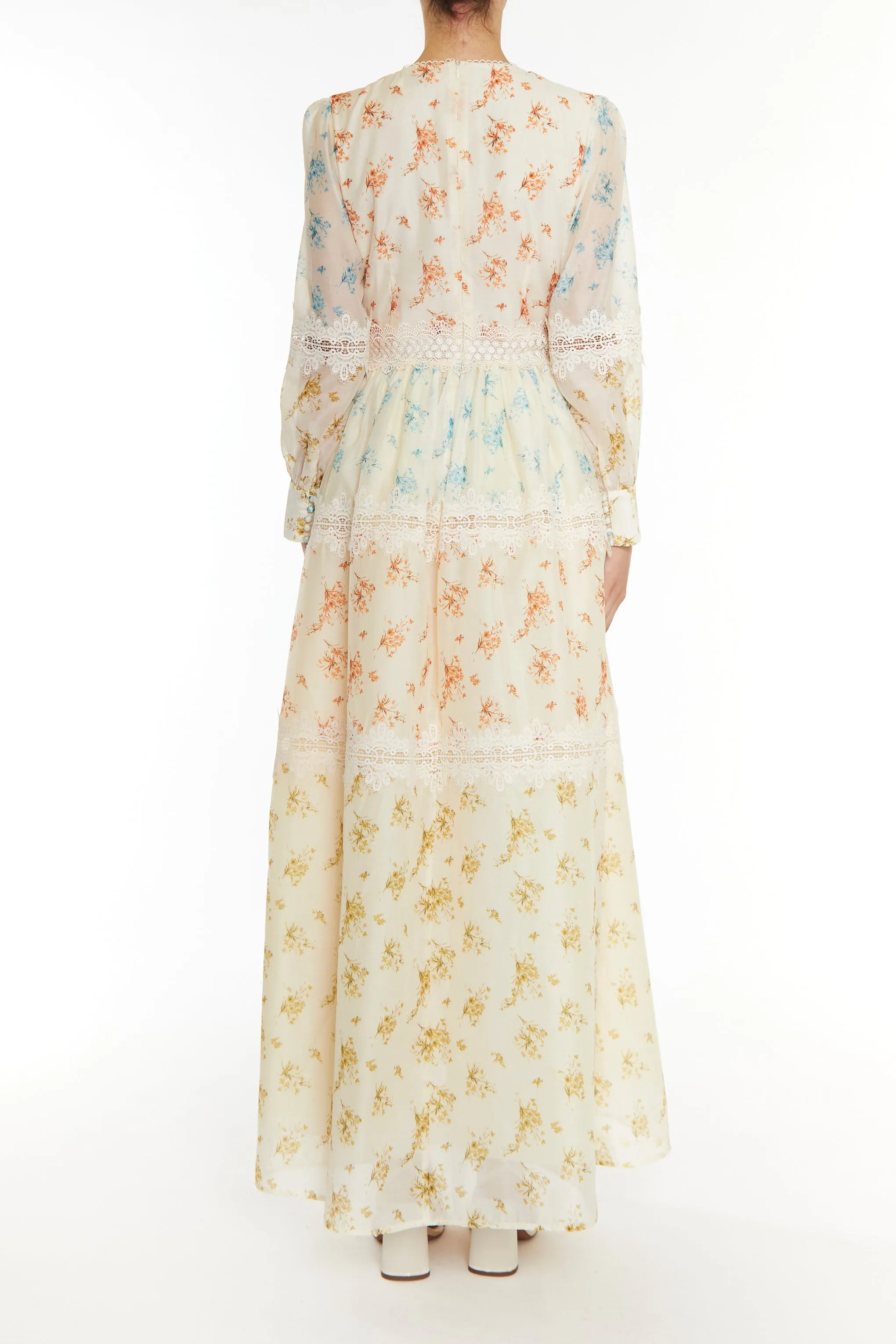 Joanna Cream Patchwork Floral Long Sleeve Maxi Dress sold by True Decadence product image thumbnail 2