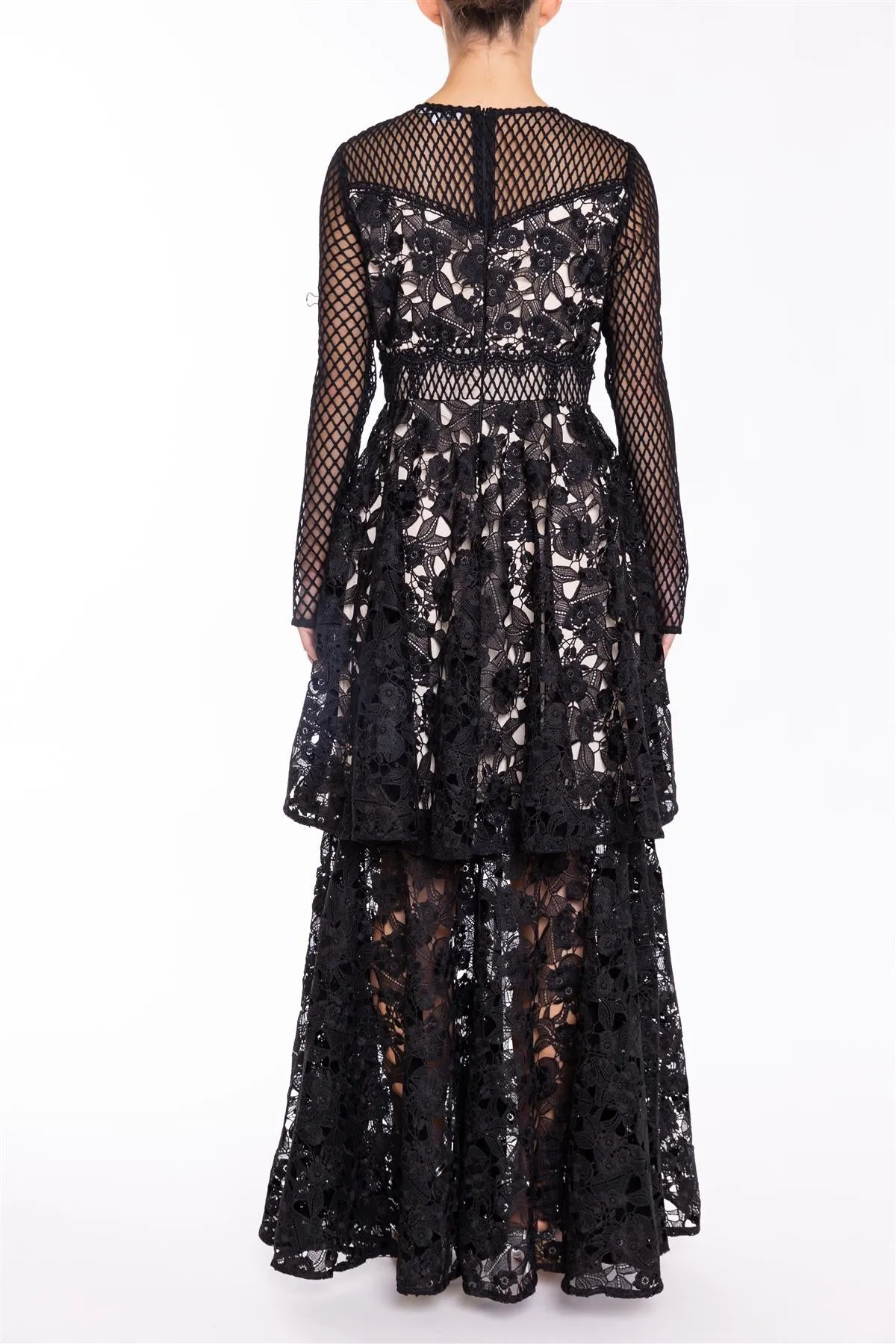 Elsie Patchwork Black Lace Layered Maxi Dress sold by True Decadence product image thumbnail 2