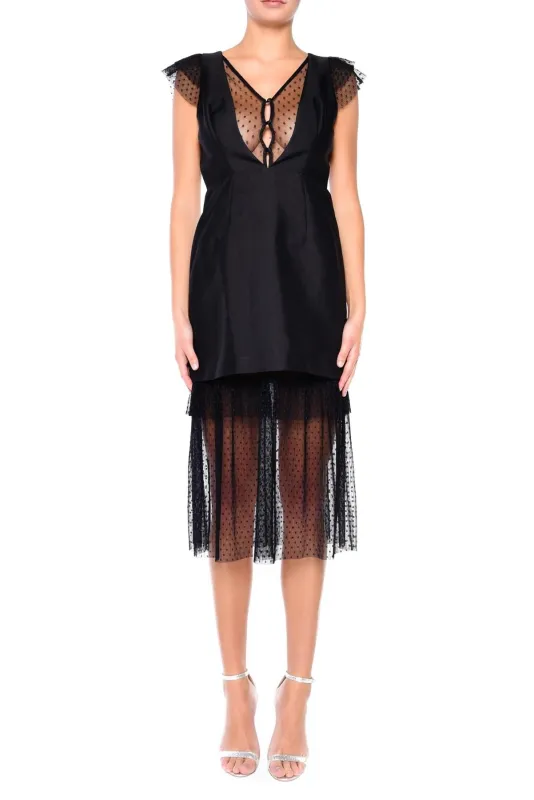 Alexa Black Dobby-Spot Mesh Mini-Dress made by True Decadence