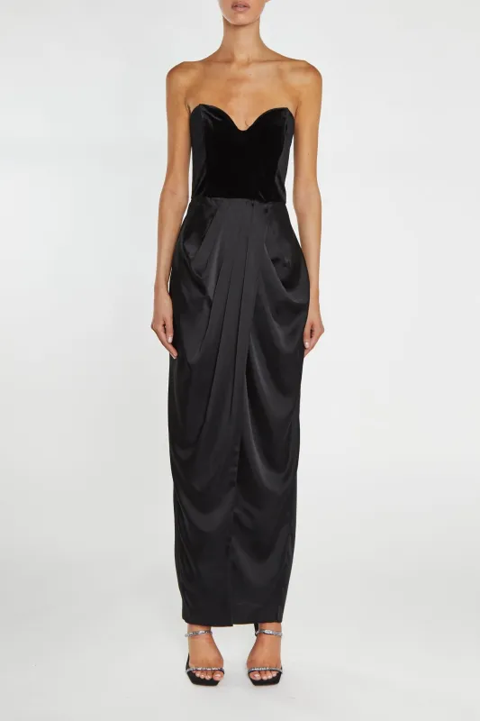 Alexis Black Bandeau Draped Maxi Dress sold by True Decadence