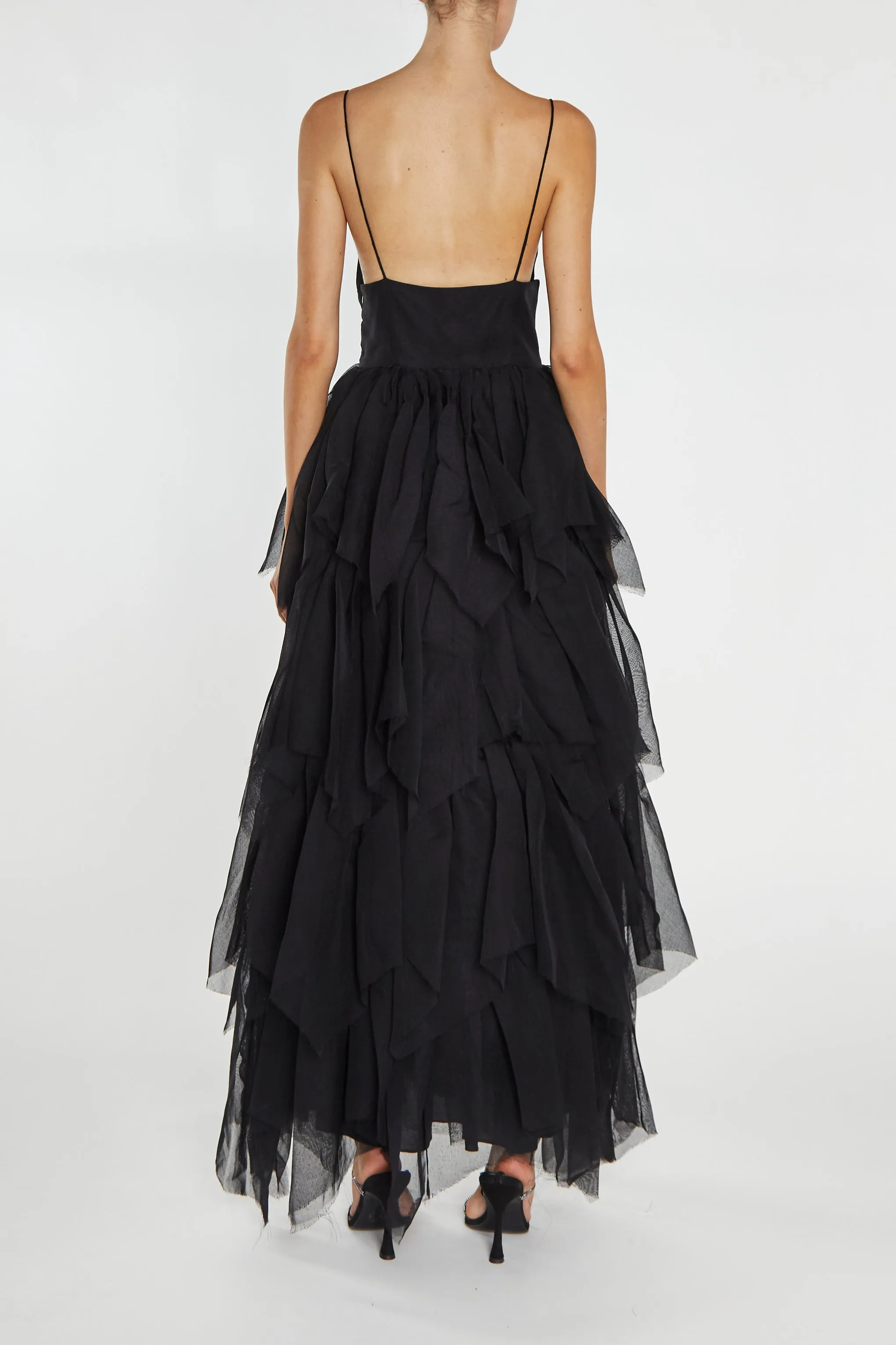 Sadie Black Layered Hanky-Hem Tulle Maxi Dress sold by True Decadence product image thumbnail 2